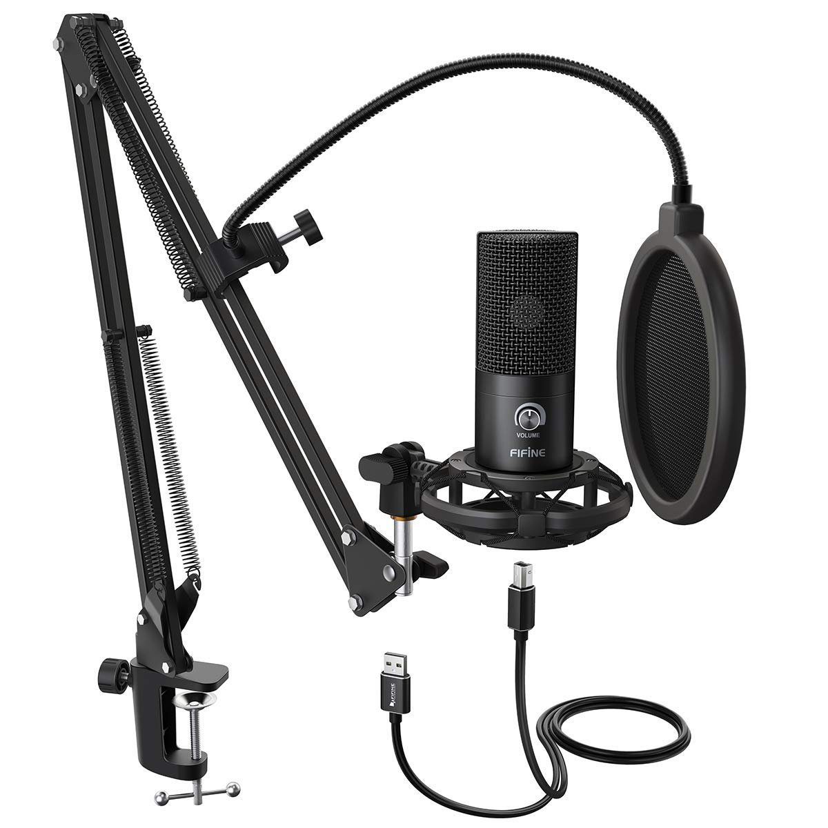 Kondensator Microphone USB Mikrofon Kit Komplett Set für Podcast Studio Aufnahme 