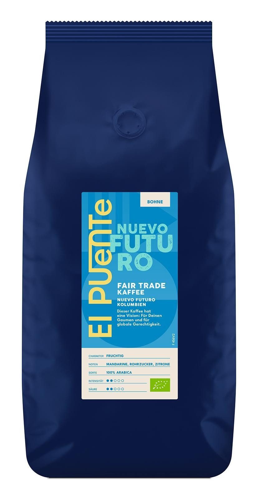 El Puente Kaffee Nuevo Futuro - Bio-Kaffeebohnen 1 kg, Fair Trade, Vegan, Bio, Handmade