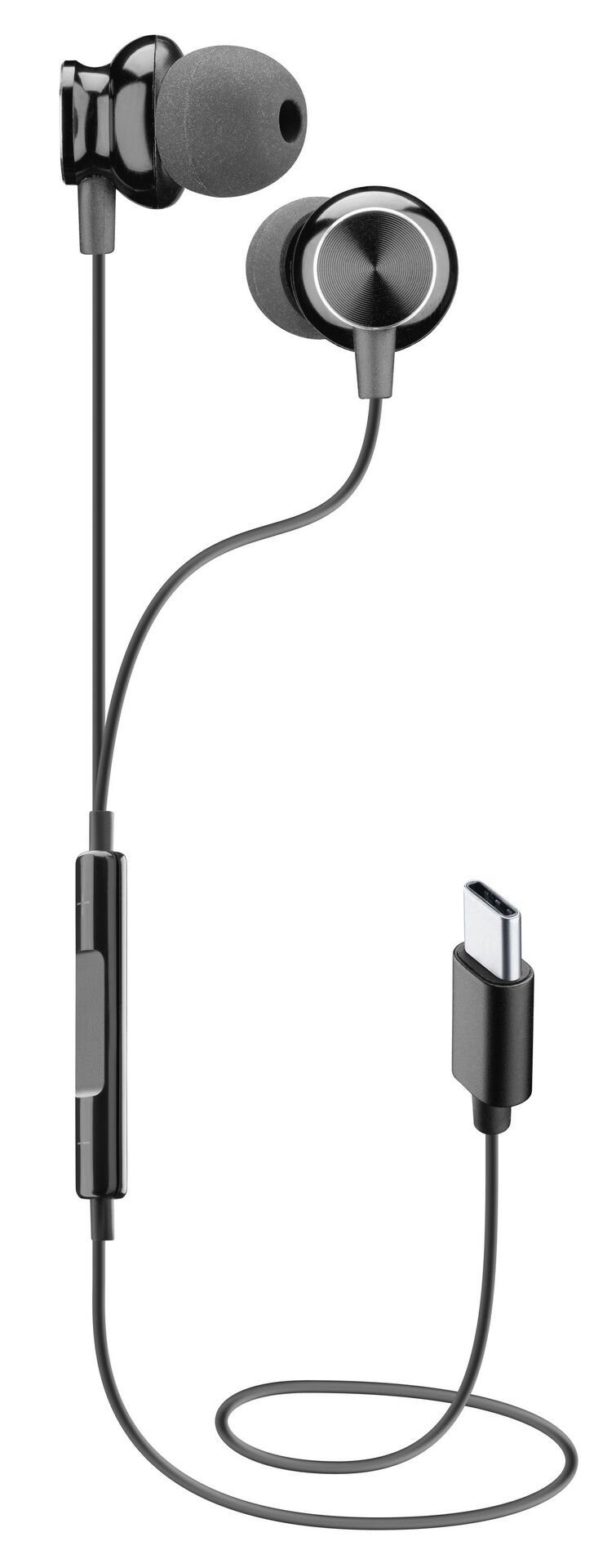 Cellularline USB-C In Ear Kopfhörer mit Mikrofon In-Ear-Kopfhörer,  Kabelgebundenes In-Ear-Stereo-Headset mit Mikrofon und Remote Control