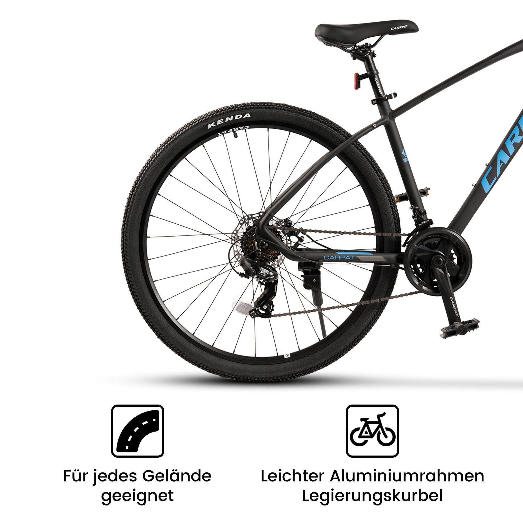 CARPAT SPORT Mountainbike 27,5 29 Zoll MTB Fahrrad für Herren Damen, 21 Gang Shimano TZ Tourney Schaltwerk, Kettenschaltung, (Aluminium Rahmen, Mechanische Scheibenbremse), Hardtail Fahrrad