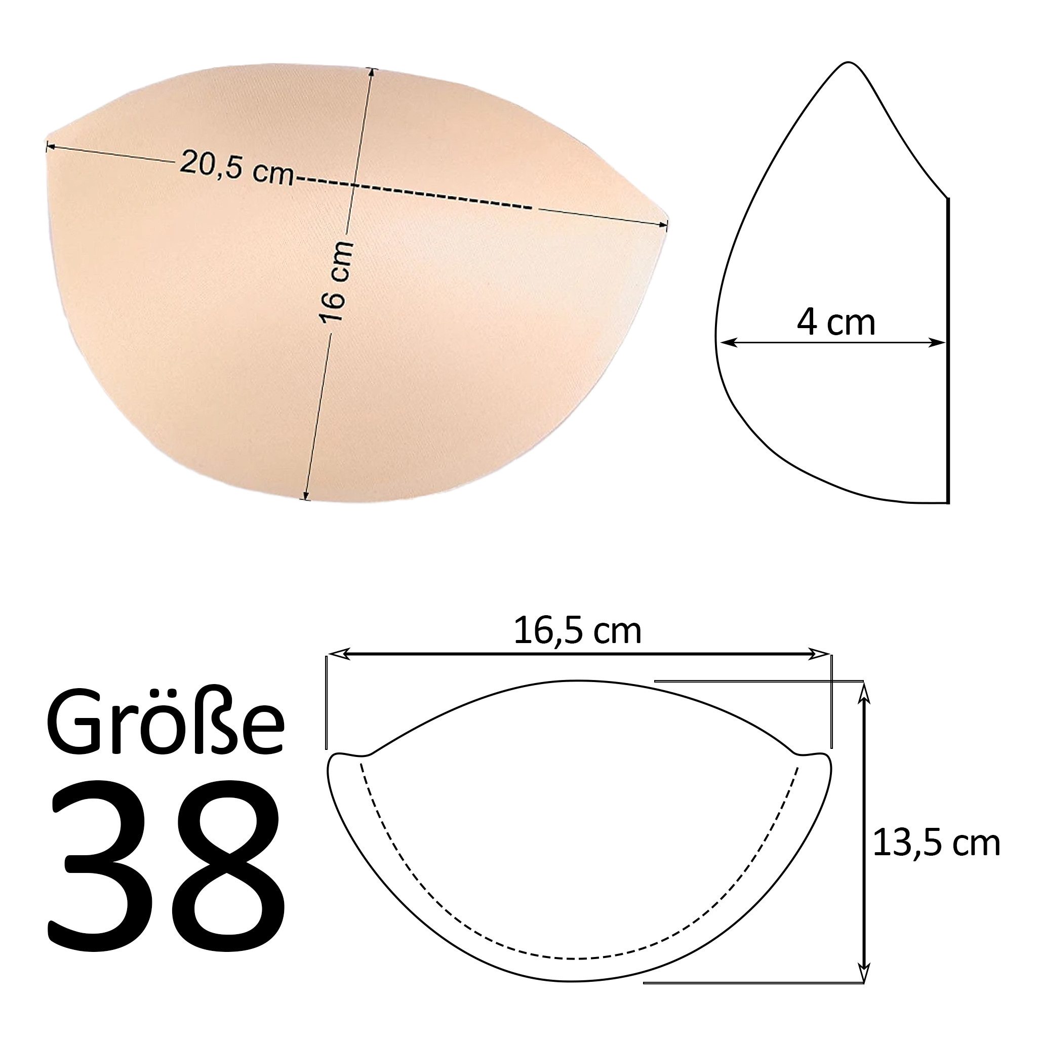 maDDma BH-Einlagen BH Einlagen 1 Paar Größe 36, 38, 40, 42 (1 Paar), Gr. 38weiß