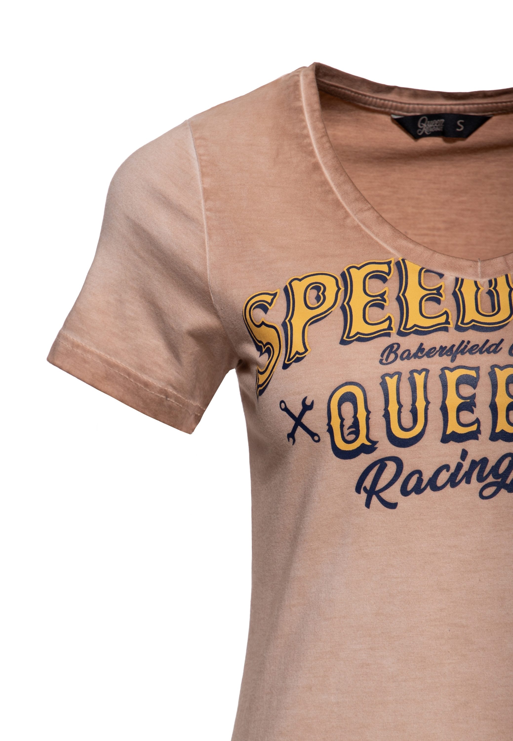 QueenKerosin Print-Shirt Speedway Queens (1-tlg) mit V-Ausschnitt