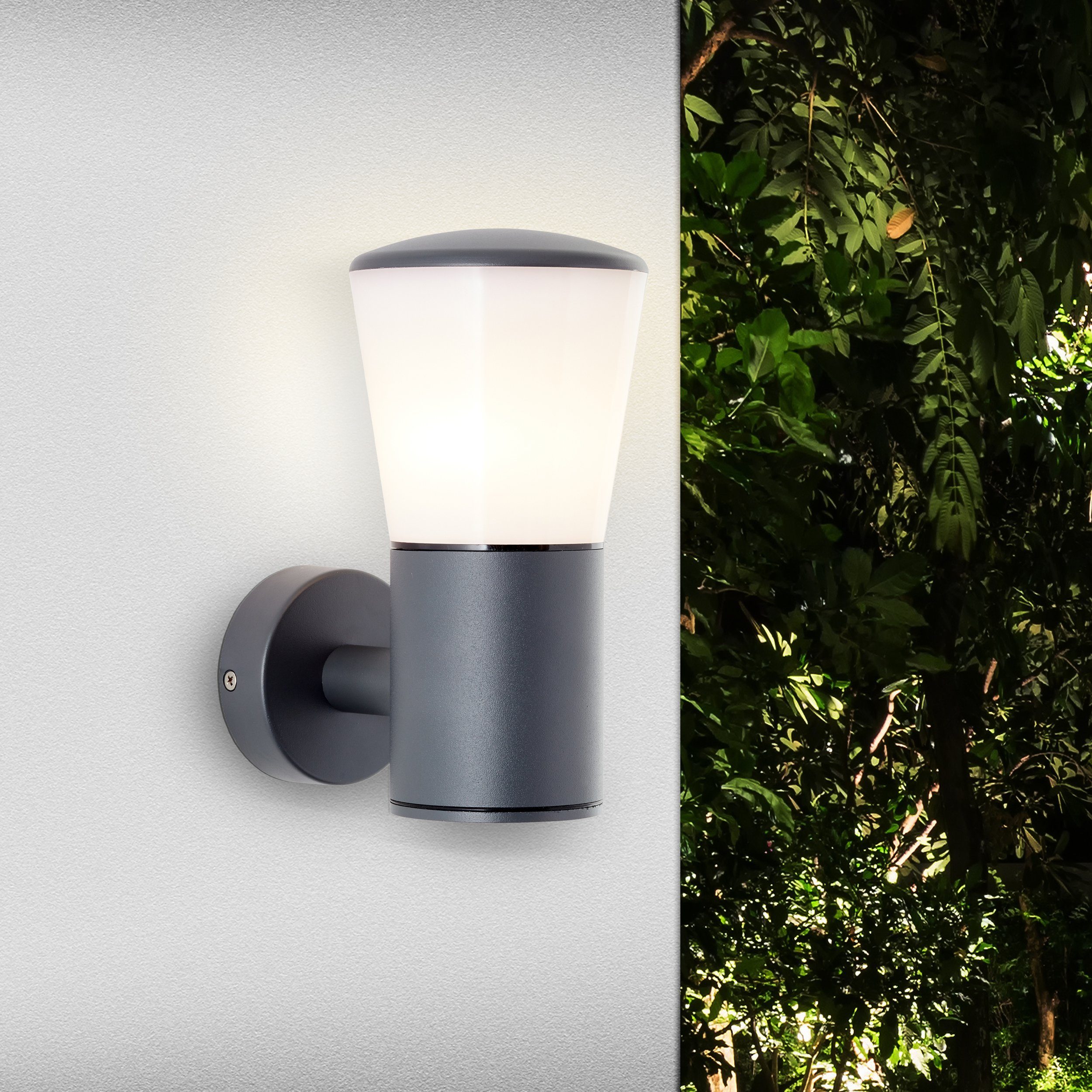 Lightbox Außen-Wandleuchte, ohne Leuchtmittel, Außenwandlampe stehend, 20 x 11 x 16 cm, E27, IP44, anthrazit