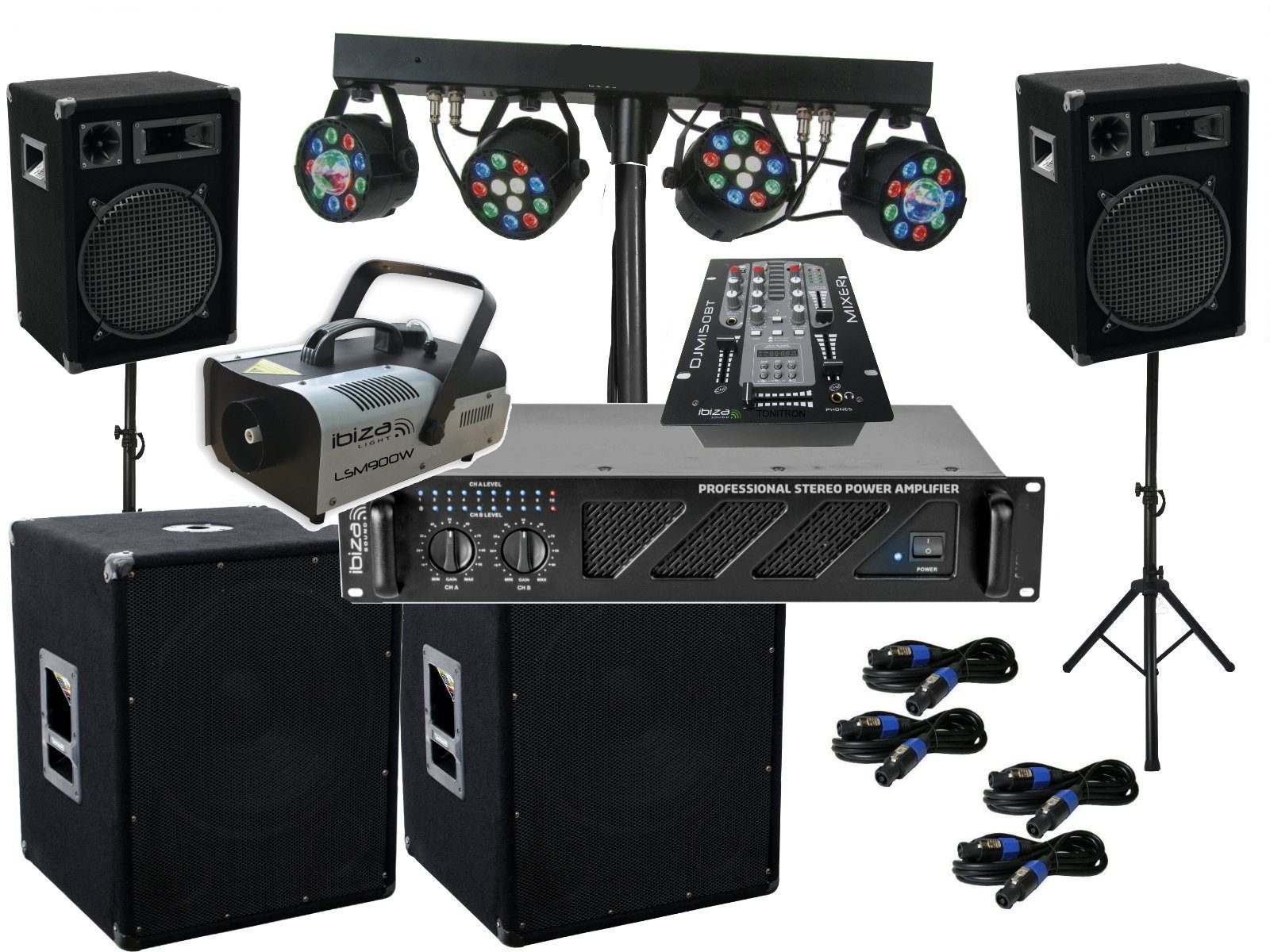 DJ Komplett Set 18.1 Anlage Nebel LED Licht Verstärke Musikanlage Party-Lautsprecher
