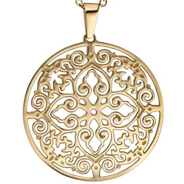 Schmuck Krone Goldkette Collier, antik Ornament, Edelstahl, 46cm