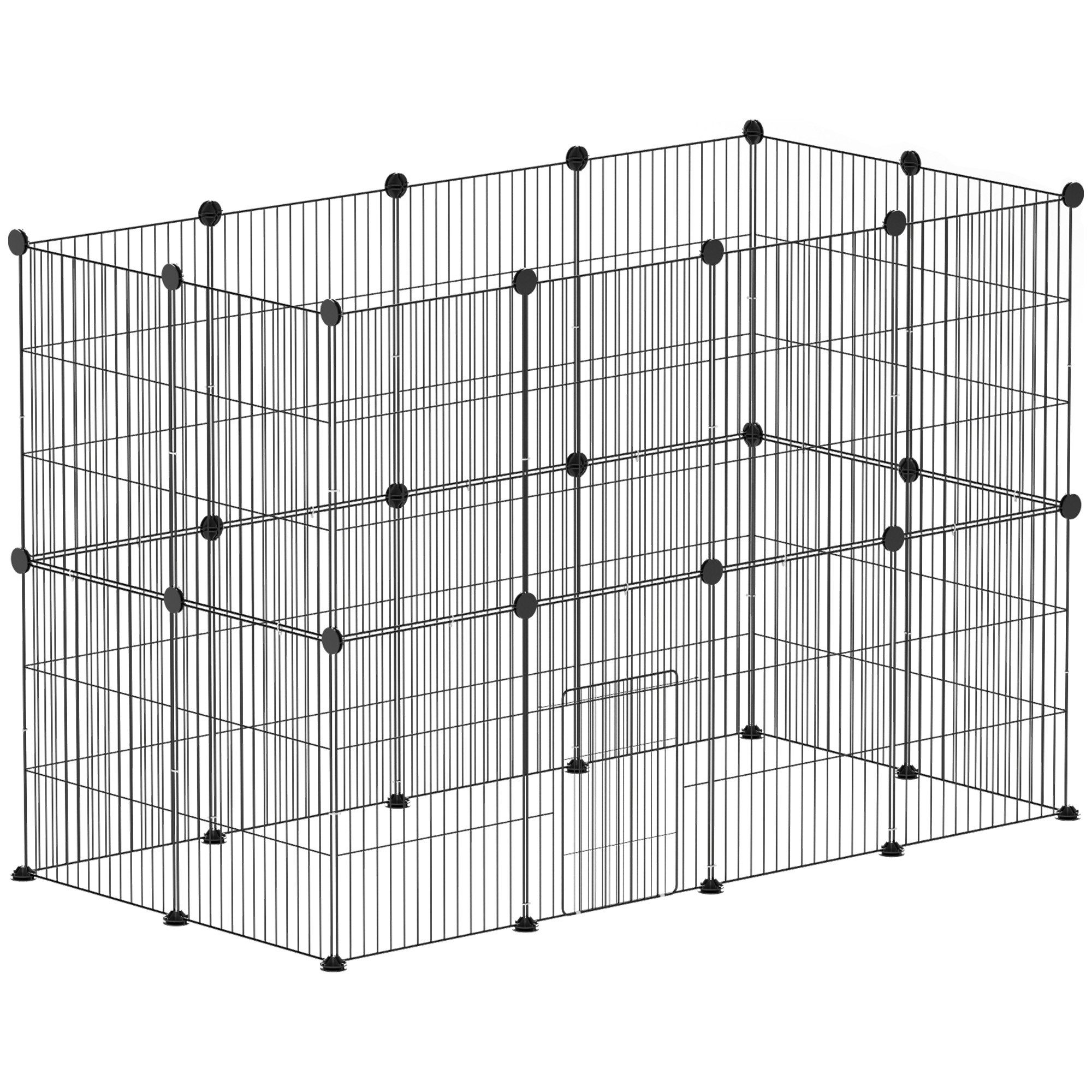 furnicato Kleintierkäfig Modulares Meerschweinchengehege 120L x 60B x 80H cm, Schwarz
