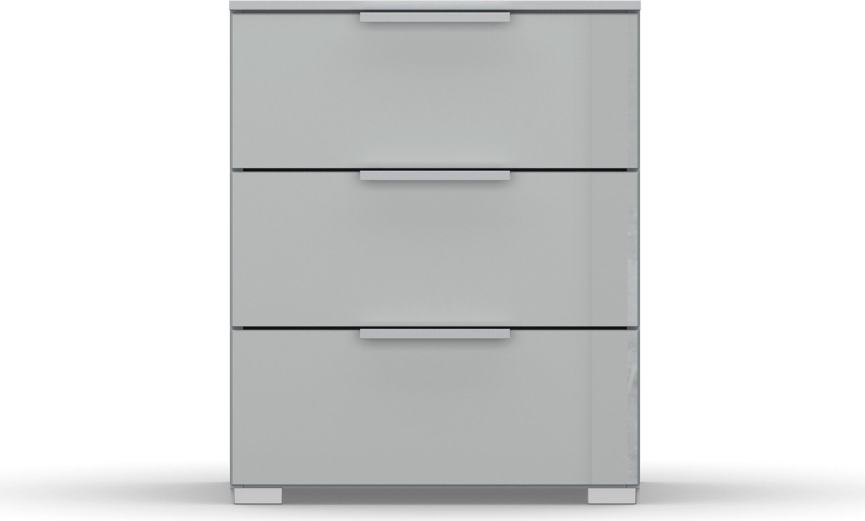 rauch Nachtkommode Nachttisch Nachtkonsole Nachtschrank SKAT MERIDIAN (inkl. SOFT-CLOSE-FUNKTION), mit 3 Schubladen mit Glasfront in elegantem Design MADE IN GERMANY