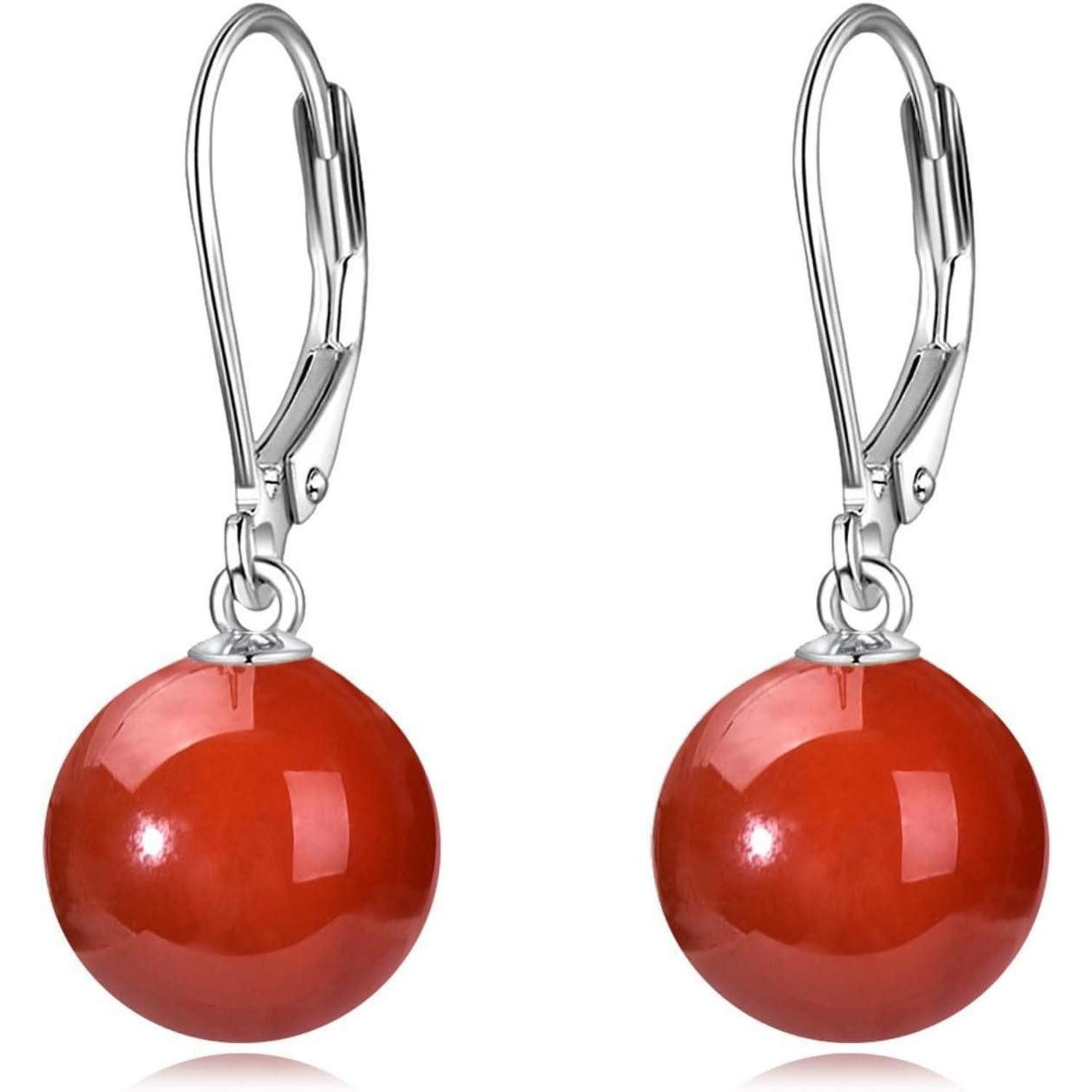 LuxusKollektion Perlenohrringe Ohrringe Perle Sterling Silber Hängend Damen Geschenk Rotes Achat