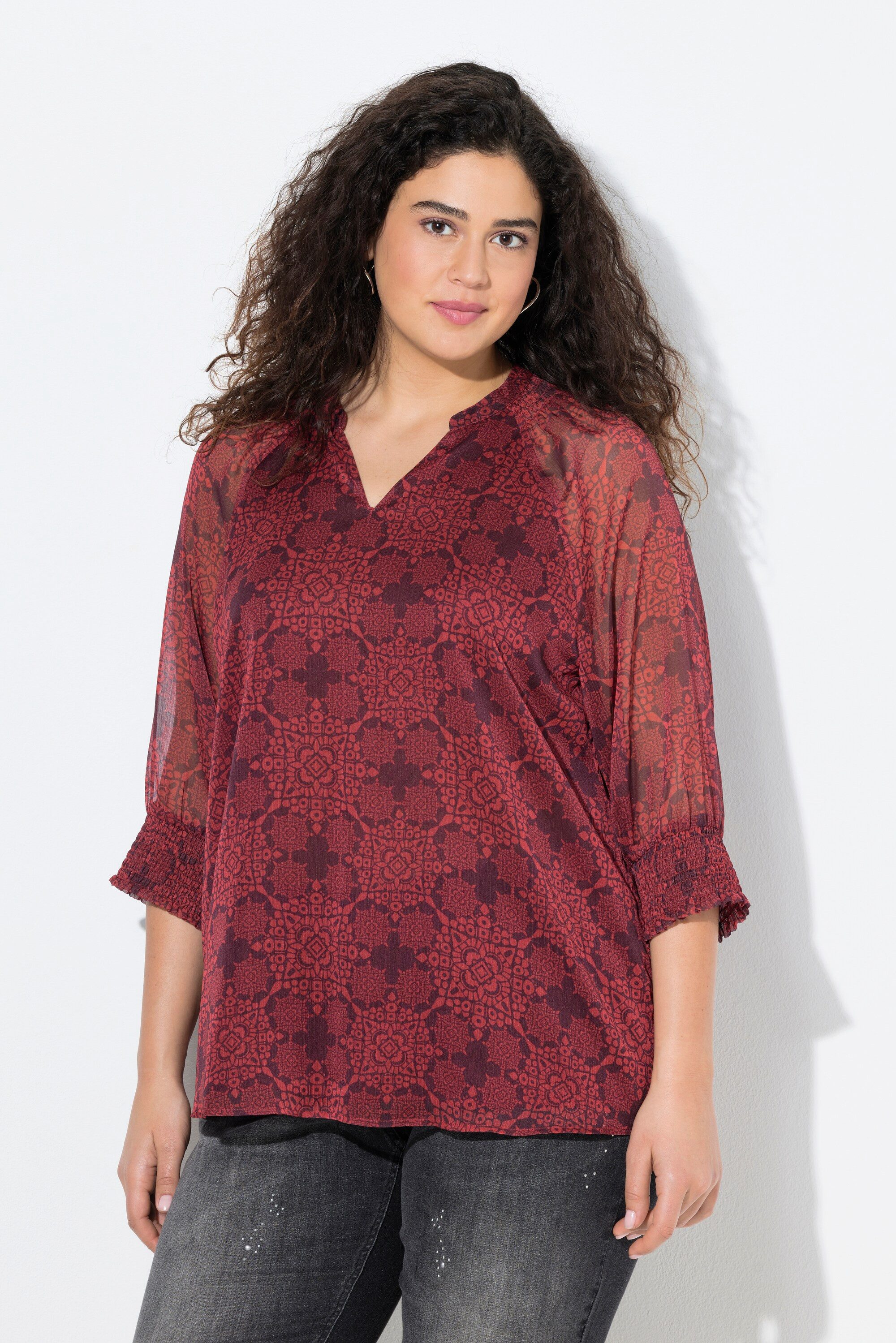 Tunika Tunika Oversized Tunika-Ausschnitt Langarm