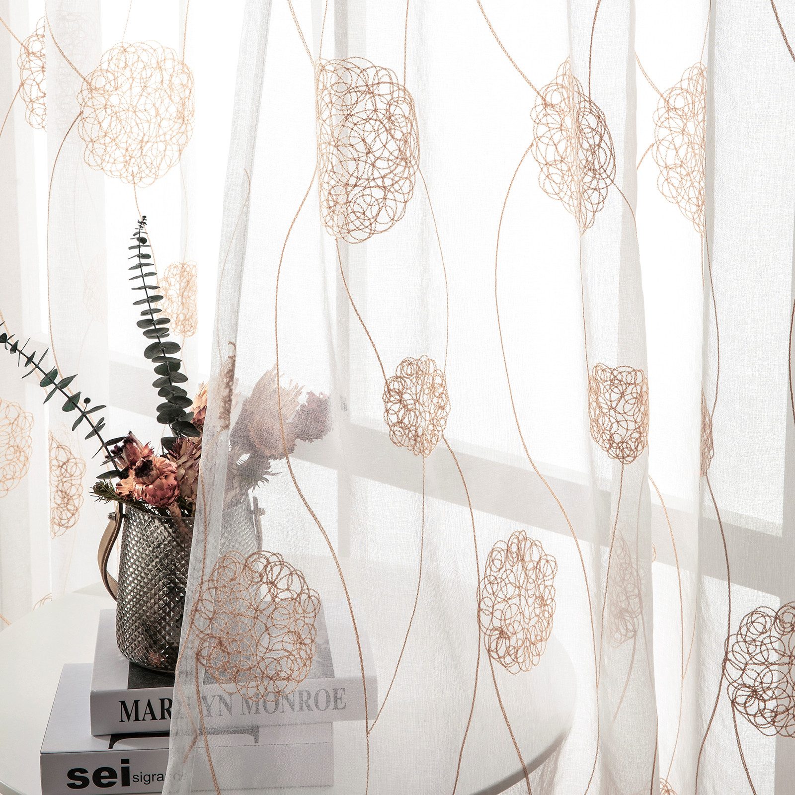 Qelus Vorhang 2er Set Sheer Voile Vorhänge Transparent Gardinen mit Ösen (2 günstig online kaufen