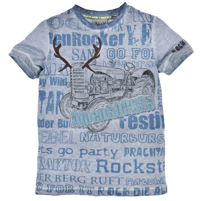 BONDI T-Shirt Jungen Kurzarm Shirt "Alpenrocker Traktor" 29916 Grau Blau Kindermode