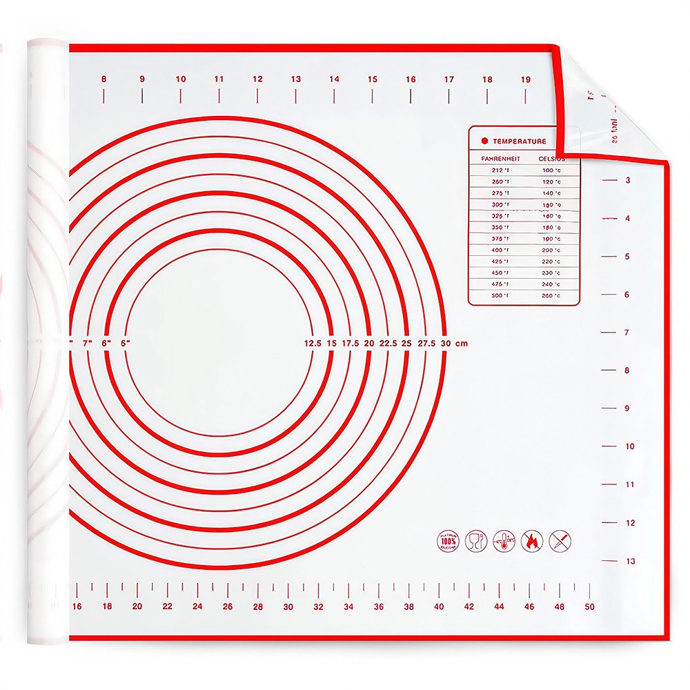 YMQHBS Backmatte 70 x 50 cm Backmatte aus Silikon für Plätzchen Pizza Teig Brot Fondant, Silikon (packung, 1-tlg., Backmatte), Silikon-Ausrollmatte für Teig