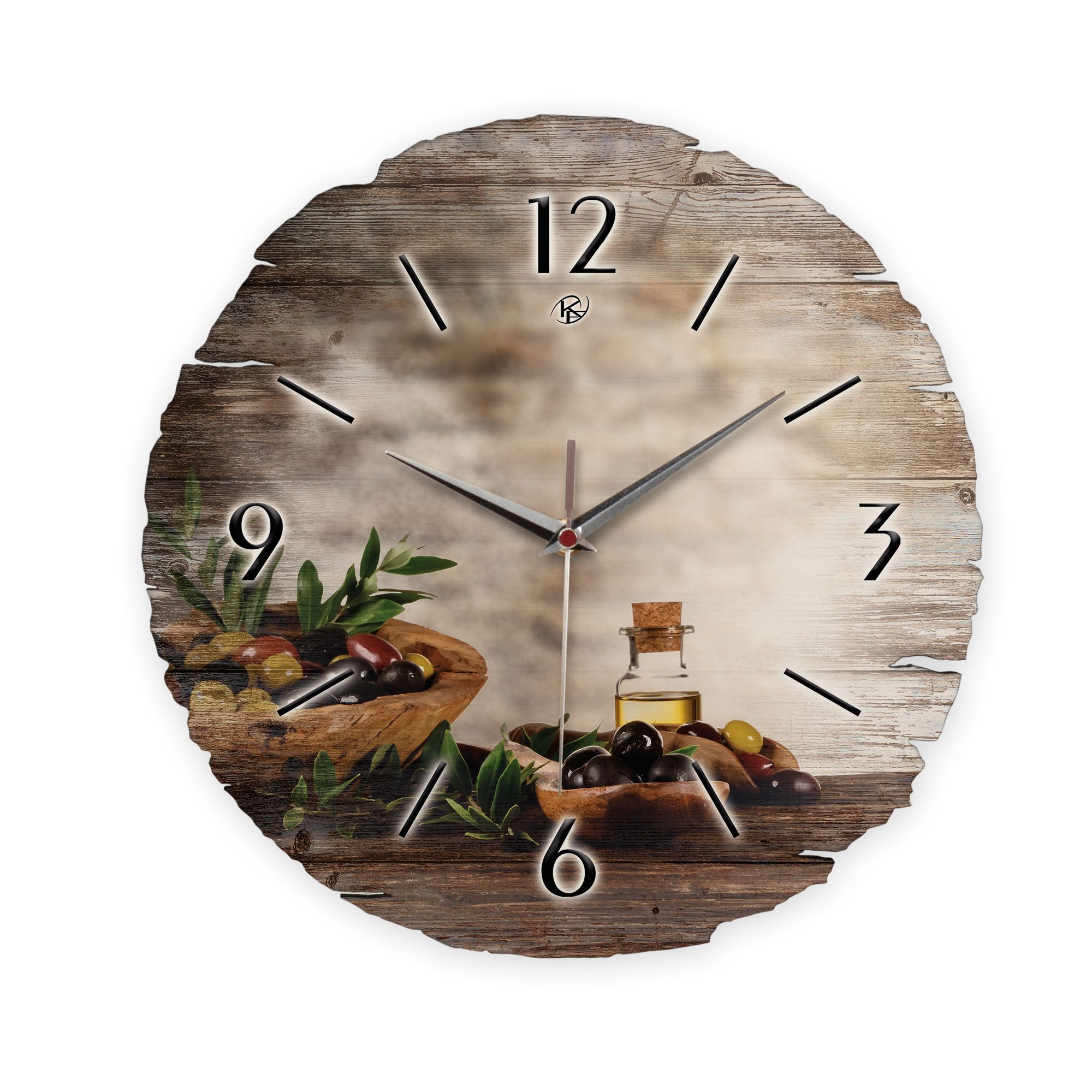 Kreative Feder Wanduhr Wanduhr "Bunte Oliven" aus Naturholz (ohne Ticken, F günstig online kaufen
