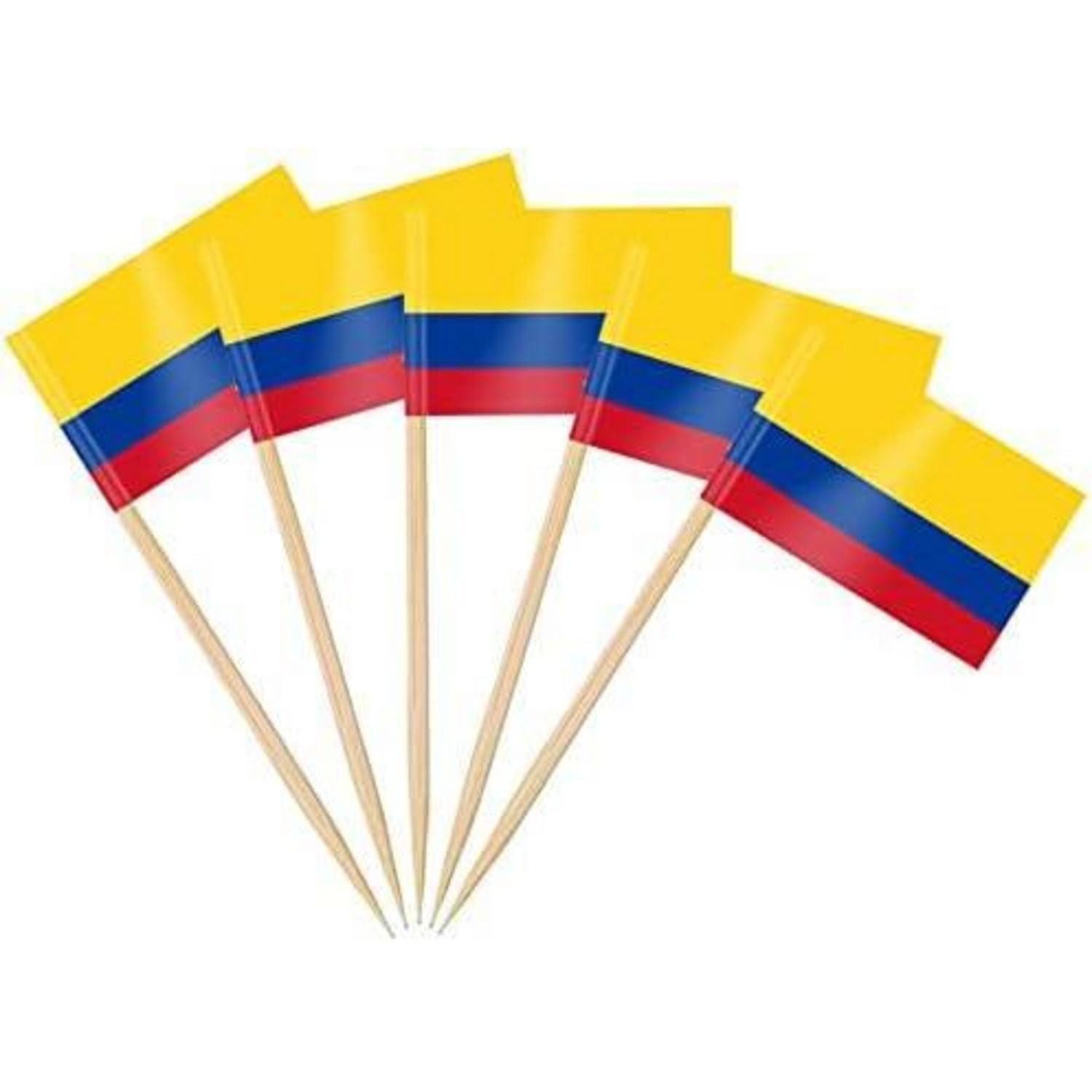 LuxusKollektion Partyspieße Zahnstocher Kolumbien Kolumbien Zahnstocher Flagge 200 Stück