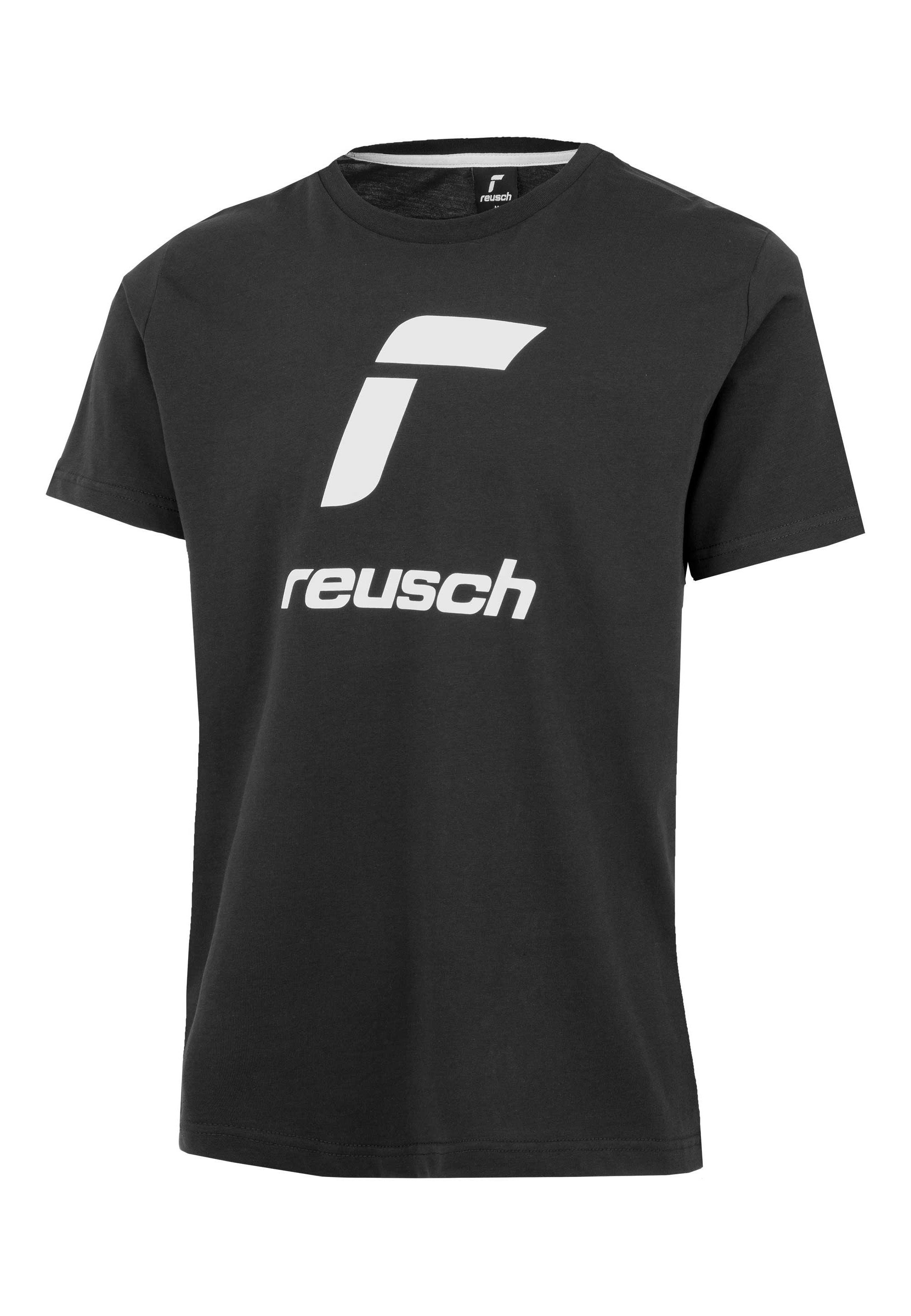angenehmem Reusch Rundhalskragen mit (1-tlg) schwarz-weiß T-Shirt