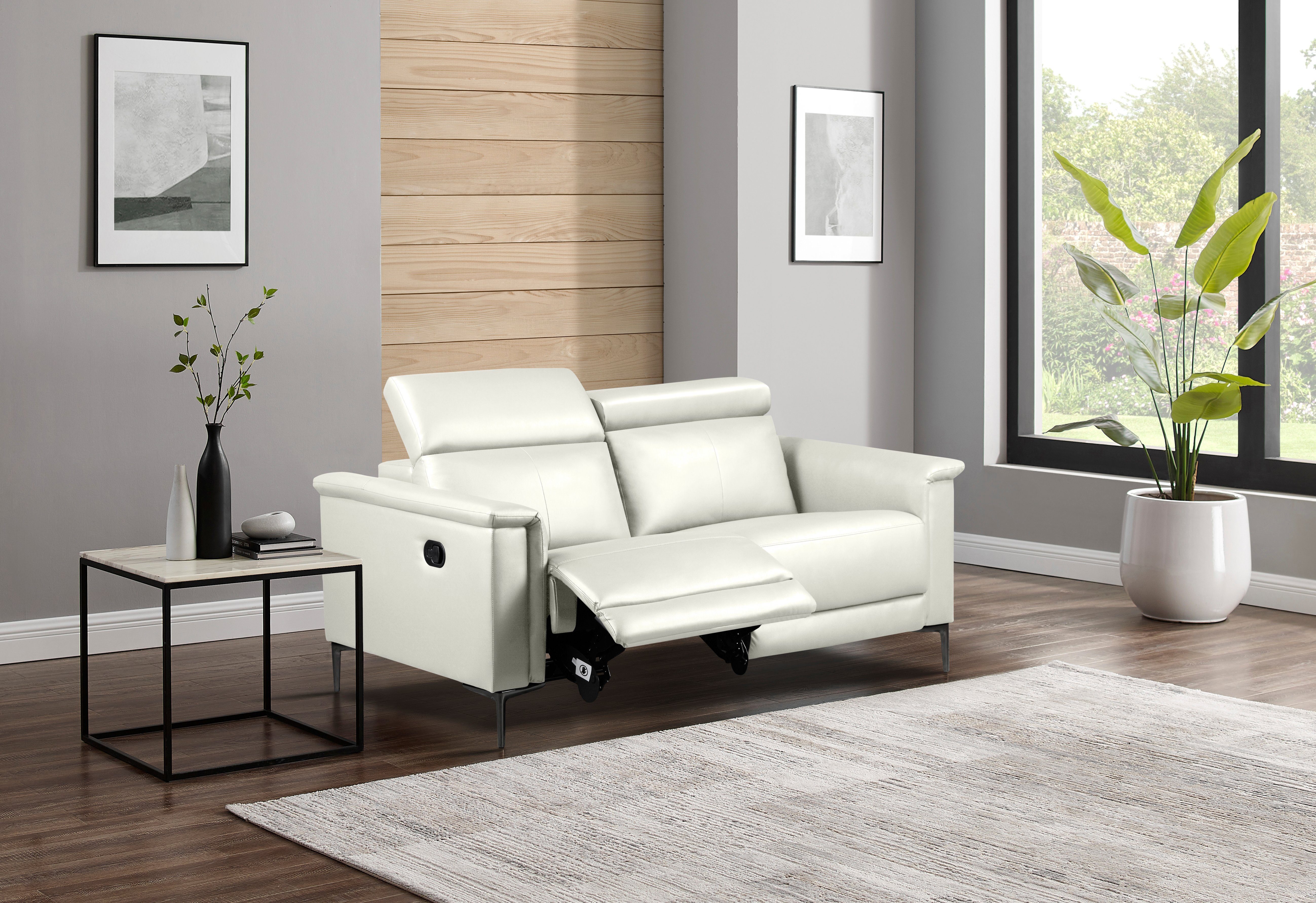 OTTO home 2-Sitzer LUND Lederoptik, 160 cm, mit Relaxfunktion und Kopfteilverstellung, manuell od. elektrisch (m.USB-C), Federkern