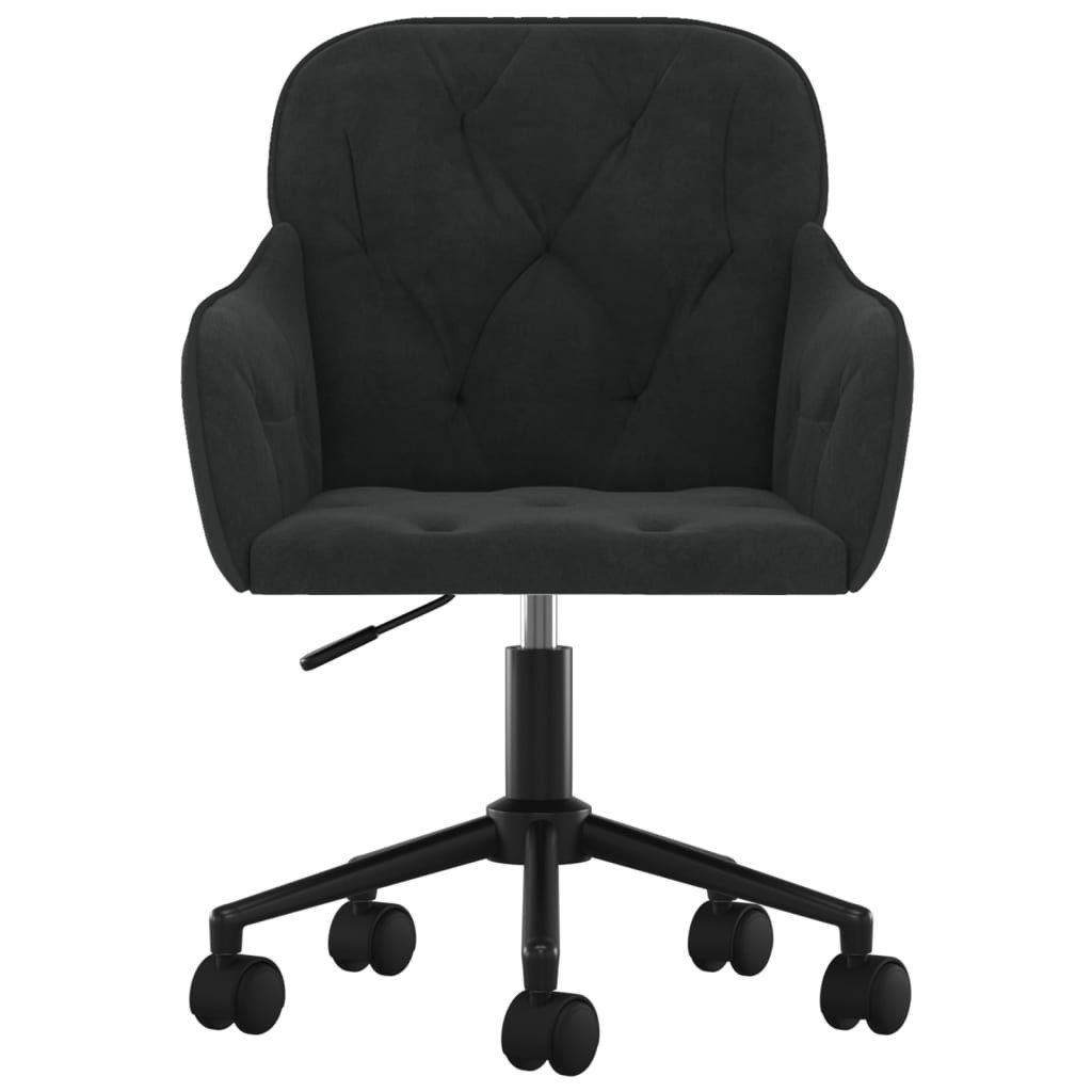 furnicato Bürostuhl Trendiger schwarzer aus Samt 56 x 61 x (78-86) cm (1 St), Drehbarer Schreibtischstuhl mit Gasdruckfeder und Metallgestell