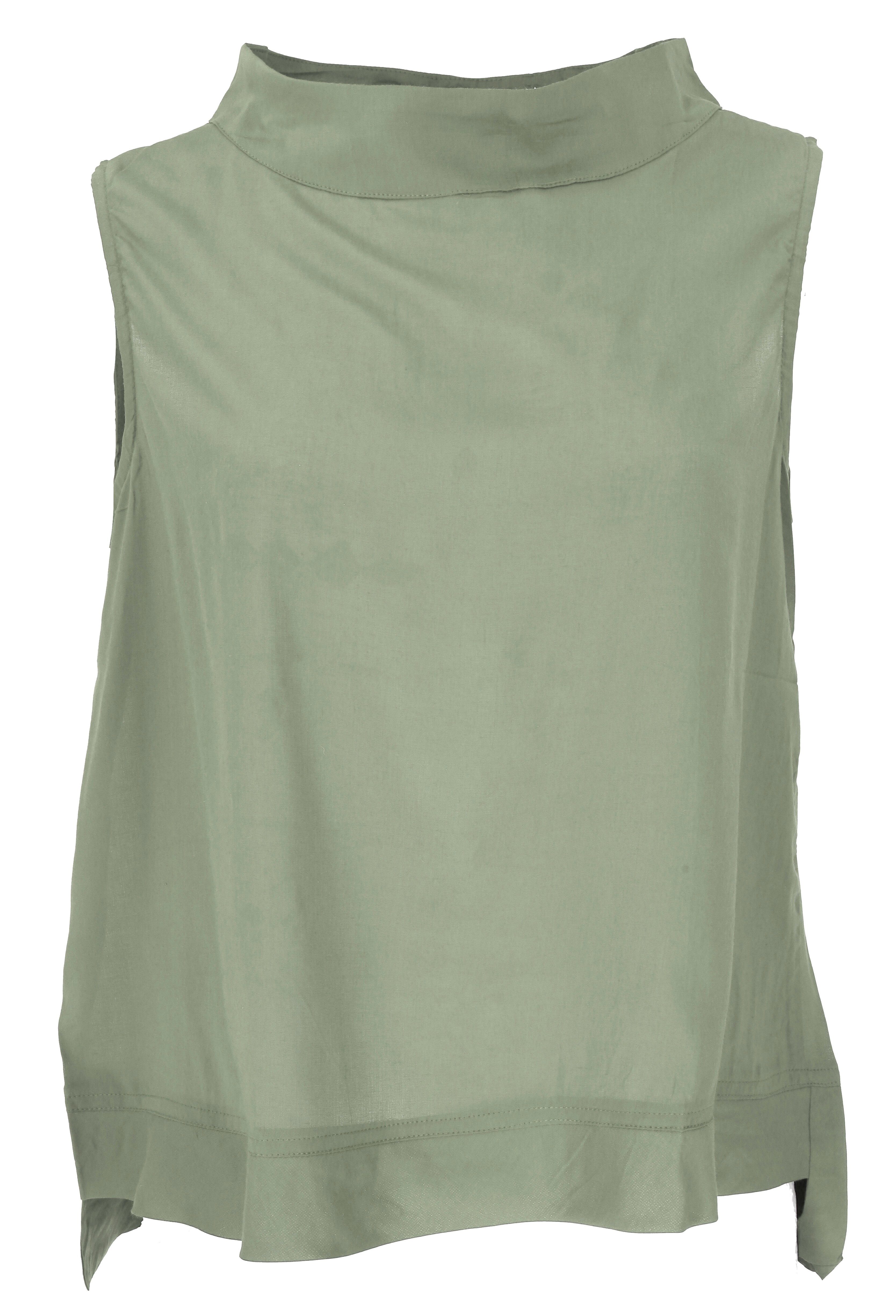 Guru-Shop Longbluse Luftiges Boho Blusentop, Basic Sommertop - salbei alter günstig online kaufen
