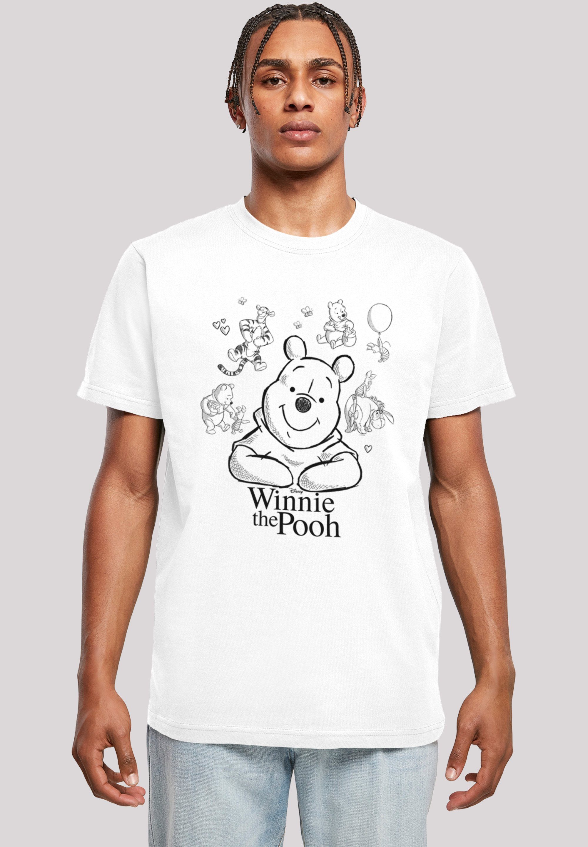 Sehr Collage Tragekomfort mit Print, F4NT4STIC Sketch Bär weicher Der hohem Puuh T-Shirt Winnie Baumwollstoff