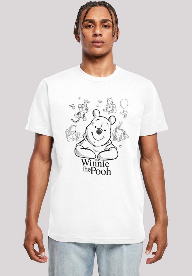 F4NT4STIC T-Shirt Winnie Puuh Der Bär Collage Sketch Print, Sehr weicher  Baumwollstoff mit hohem Tragekomfort