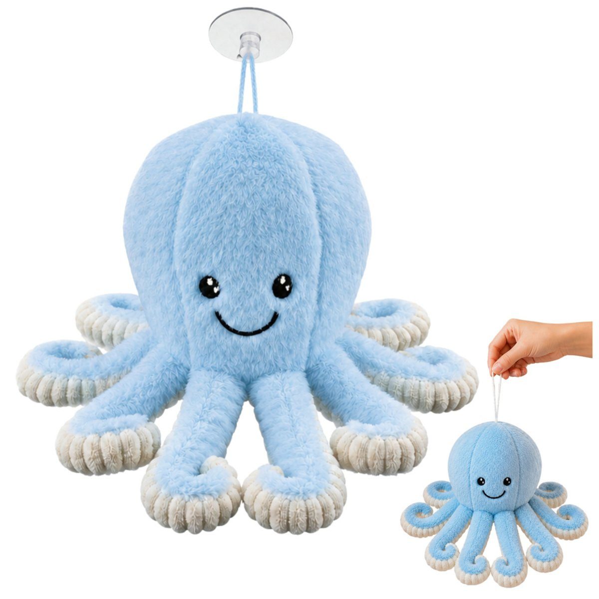 Wisam Plüschfigur Plüsch-Oktopus mit Saugnapf, blau, 16 cm (1-St)