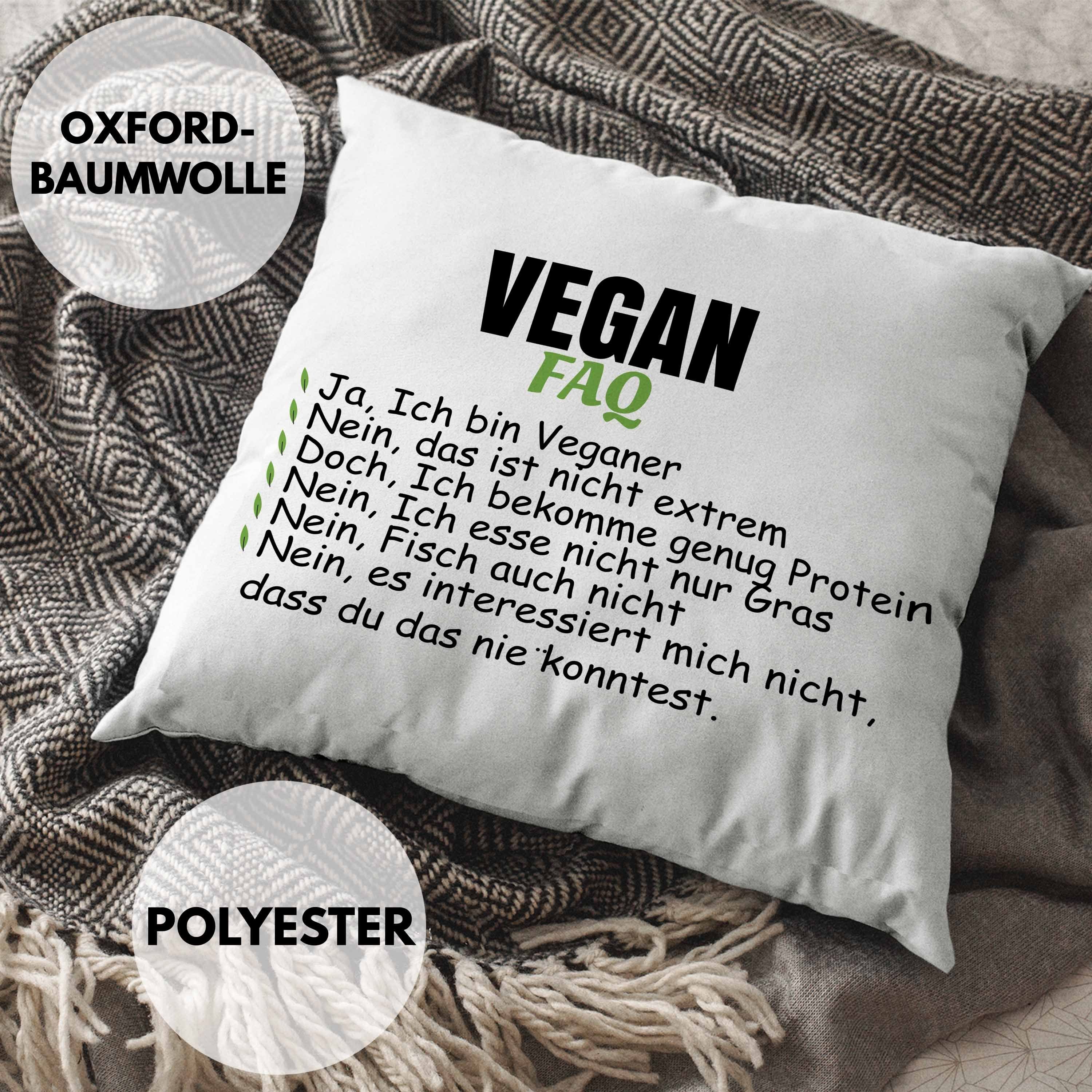 mit Dekokissen Spruch Trendation Lustiger Vegan Dekokissen 40x40 Veganer - Spruch Füllung Vegane Geschenk Geschenkidee Rosa Kissen Trendation FAQ Lebensweise