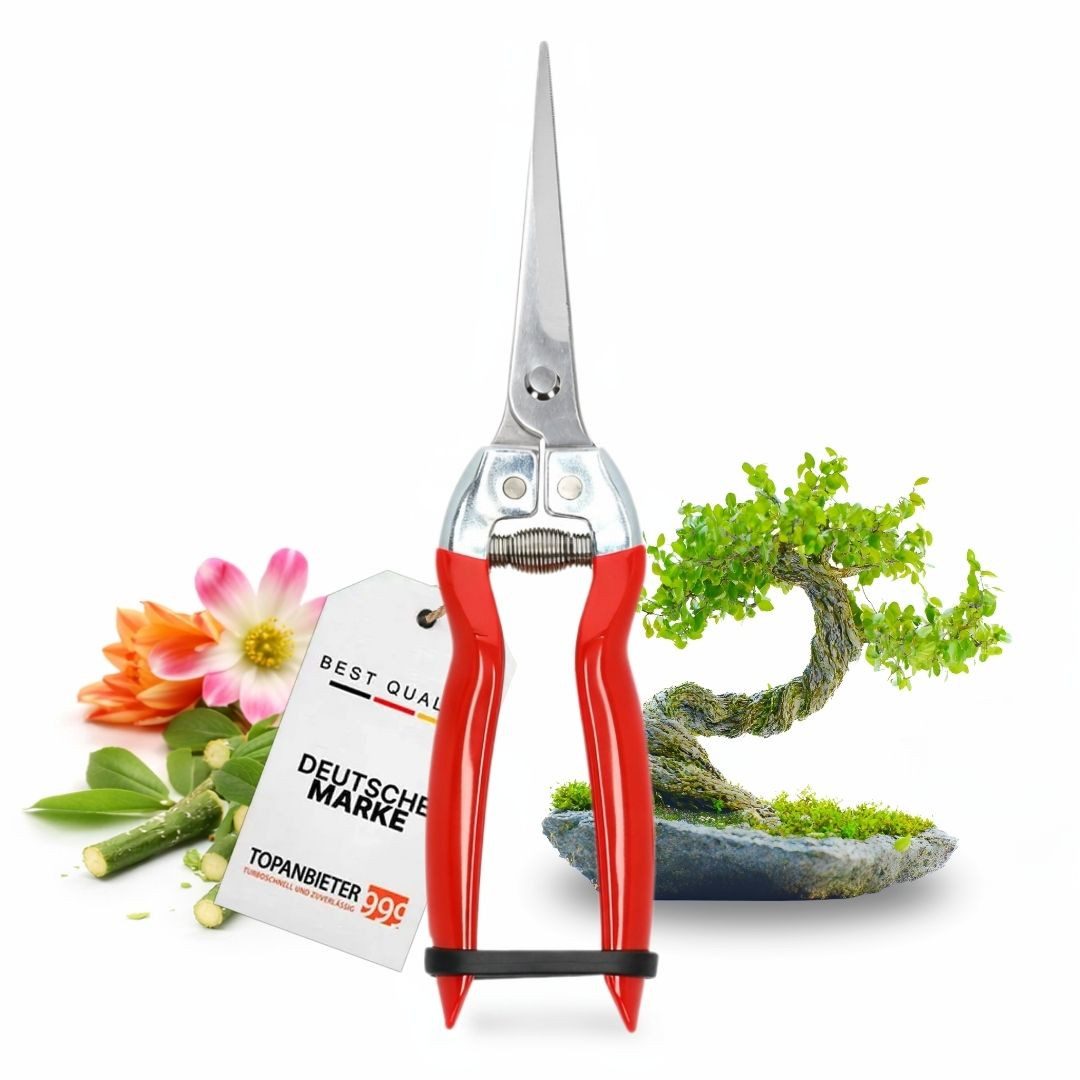 Topanbieter999 Gartenschere mit Bypass-System, spitz zulaufende Klingen, rutschfester Griff, präzises Auslichten
