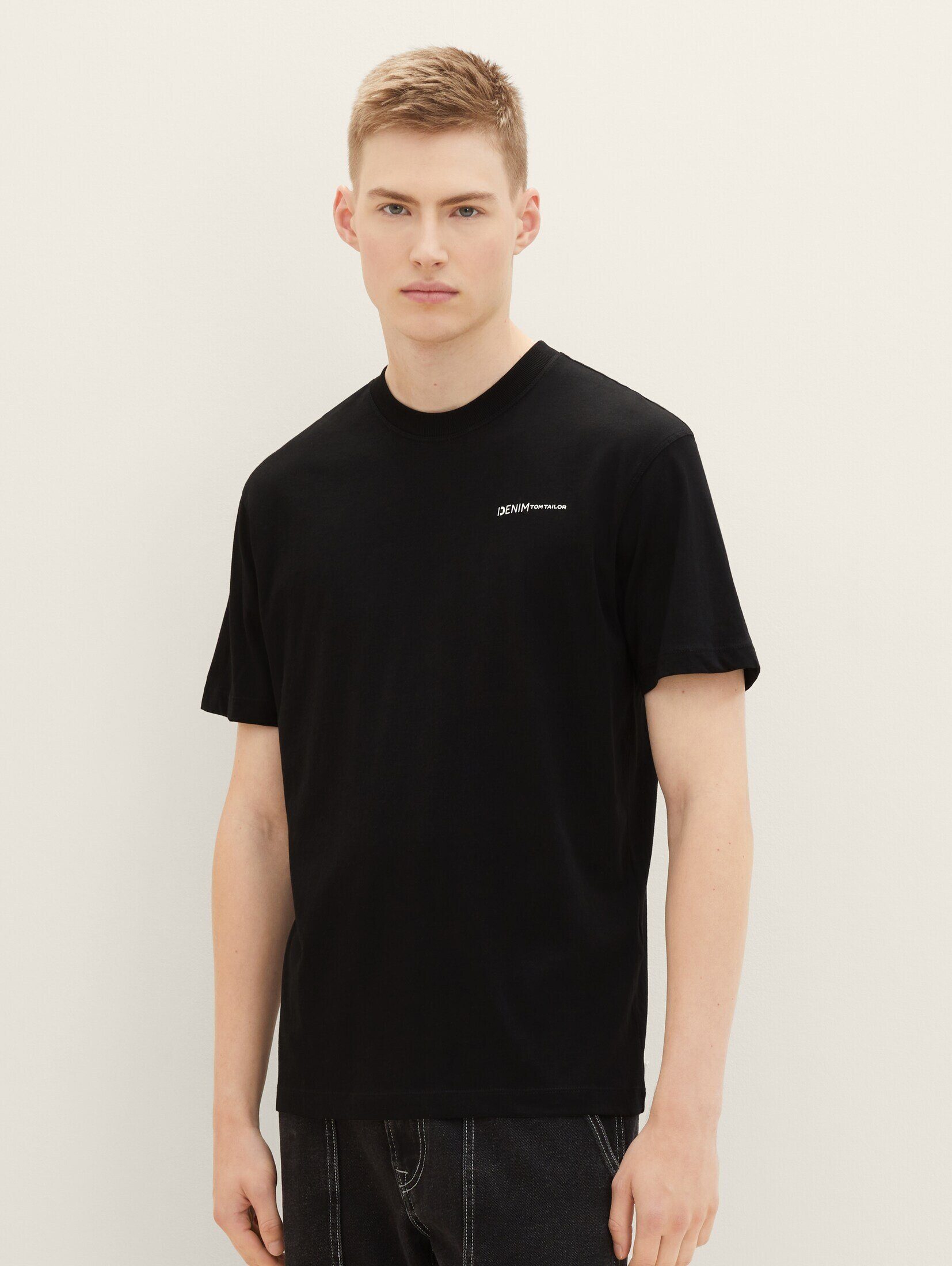 Black Bio-Baumwolle T-Shirt TAILOR T-Shirt Denim mit TOM