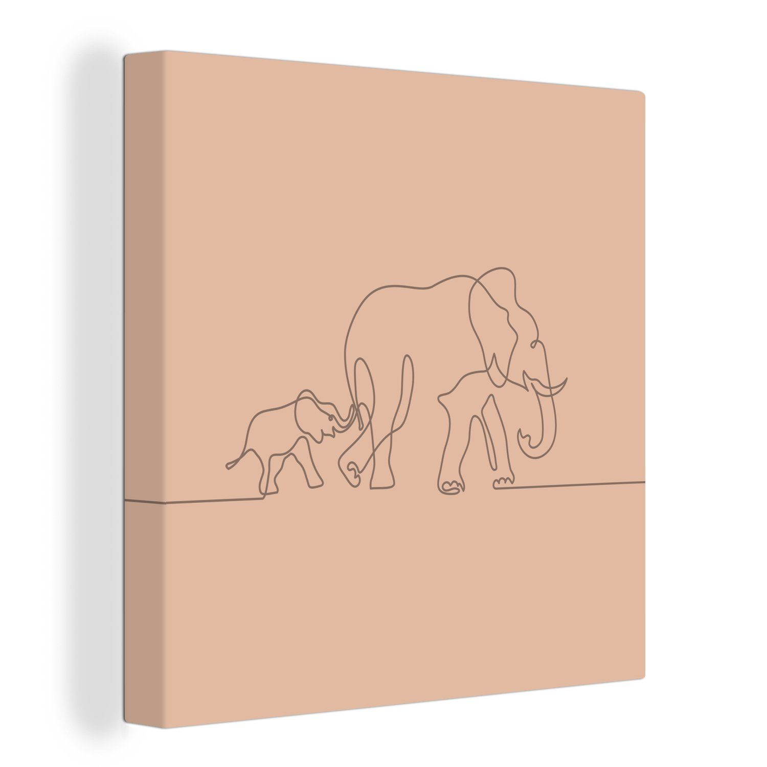 OneMillionCanvasses® Leinwandbild Elefanten - Minimalismus - Einfach, (1 St), Leinwand Bilder für Wohnzimmer Schlafzimmer