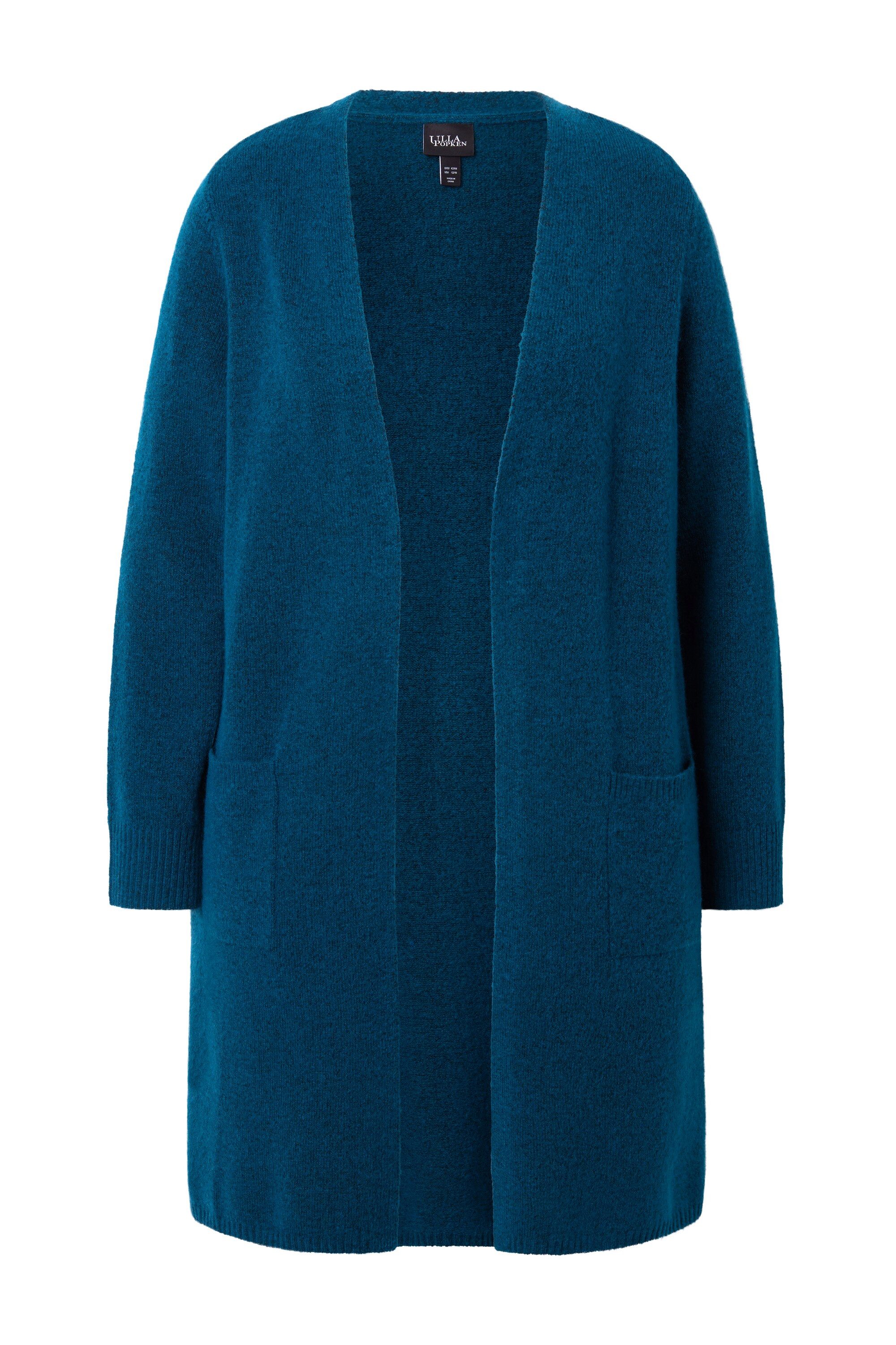 Ulla Popken Strickjacke Long-Strickjacke offene Form V-Ausschnitt günstig online kaufen