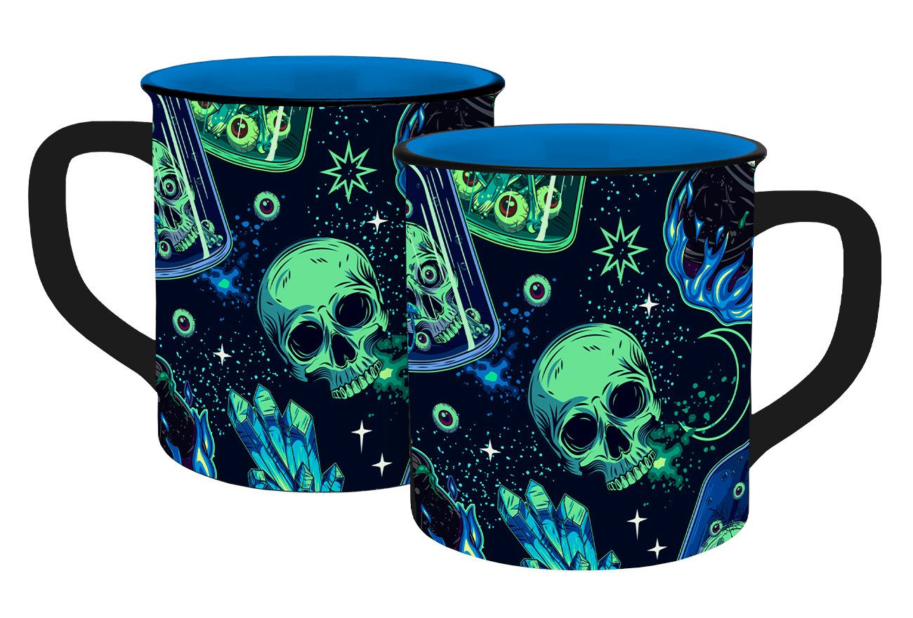Tasse Skull Witchcraft Emaille-Optik 400ml
