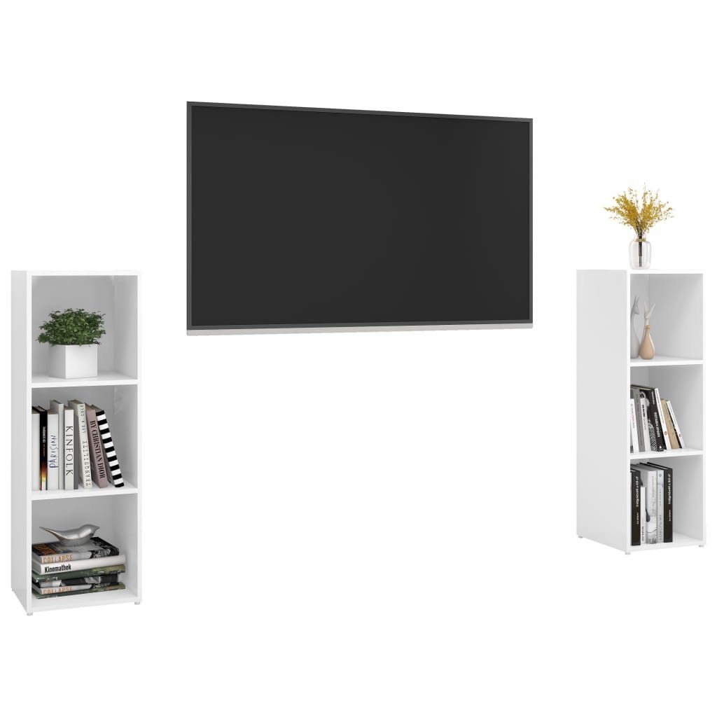 Hochglanz-Weiß 2 Stk. cm TV-Schrank 107x35x37 furnicato TV-Schränke Holzwerkstoff
