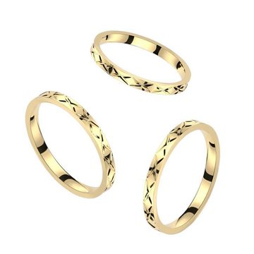 BUNGSA Partnerring Paarring quer gekreuzt goldfarben aus Edelstahl Unisex (Ring, 1-tlg), Damen Herren