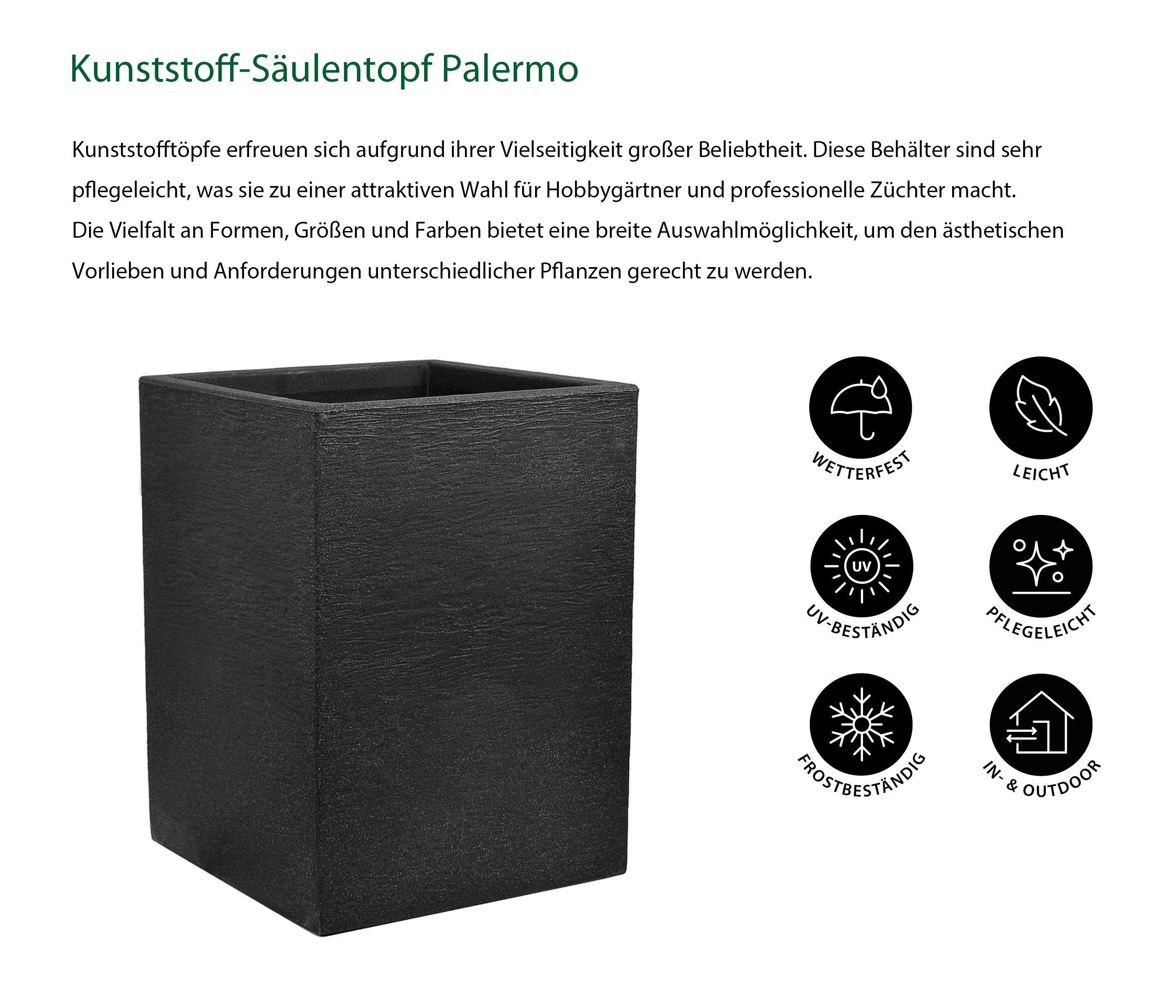 Thumbnail - Dehner Blumentopf Pflanzsäule Palermo, eckig, versch. Größen, aus formstabilem und leichtgewichtigem Kunststoff