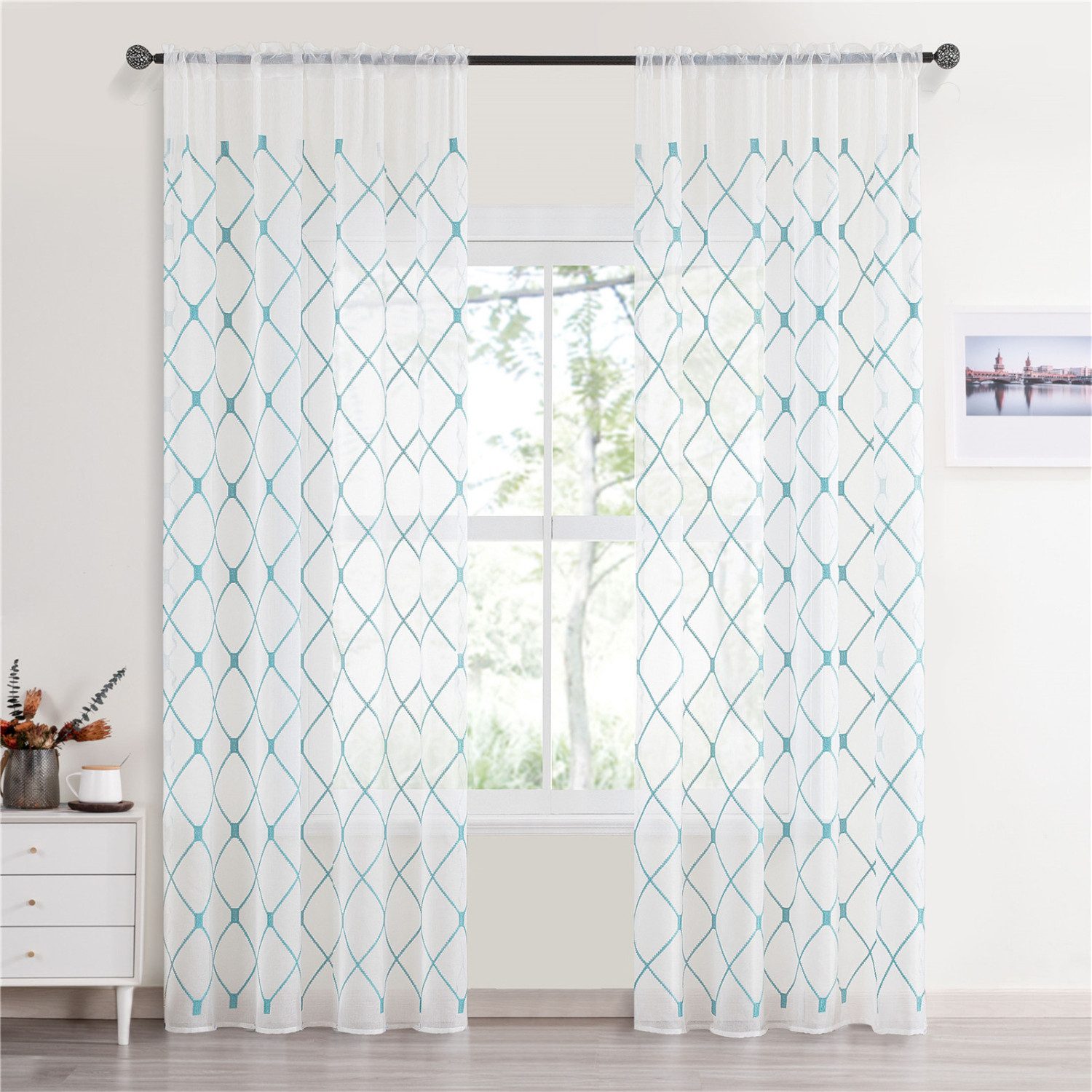 BYSURE Gardine, Stangendurchzug (2 St), halbtransparent, günstig online kaufen