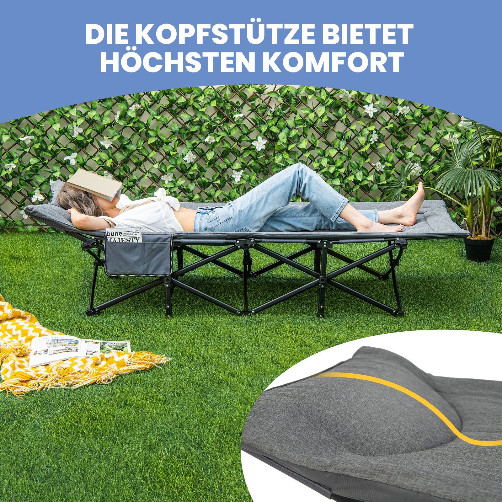 COSTWAY Feldbett Campingbett mit Seitentasche & günstig online kaufen