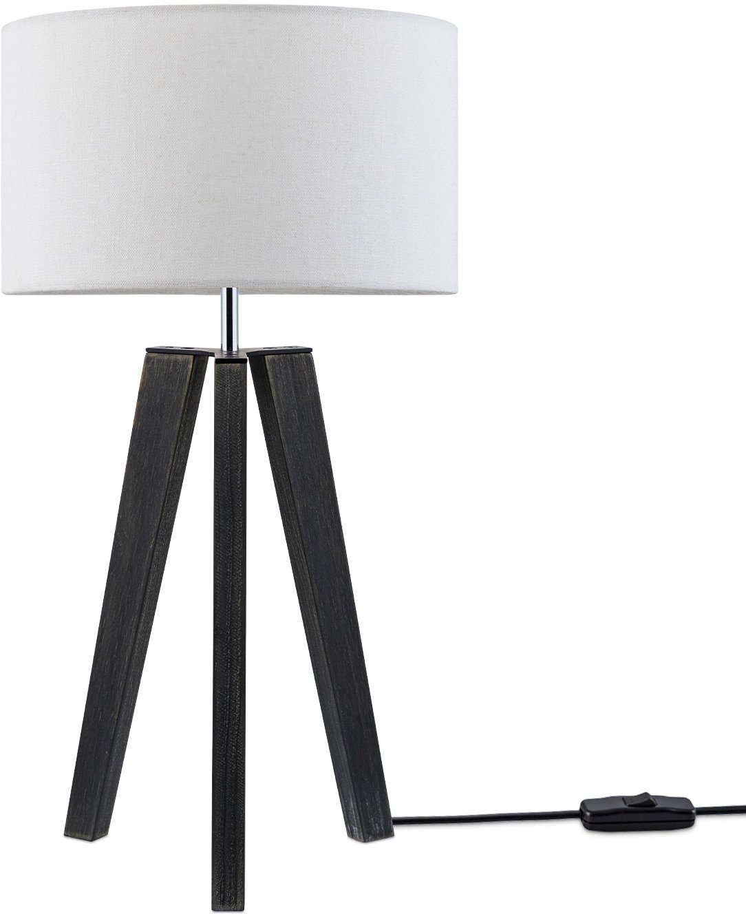 Paco Home Tischleuchte Canvas uni Leuchtmittel, Skandinavischer Fuß Lampe E27 Color, Wohnzimmer Vintage LED Stehlampe Stil ohne