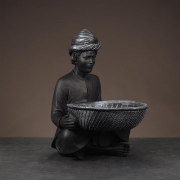 Furni24 Dekofigur Wohnaccessoires, große indische Figurenskulptur, schwarz/silber