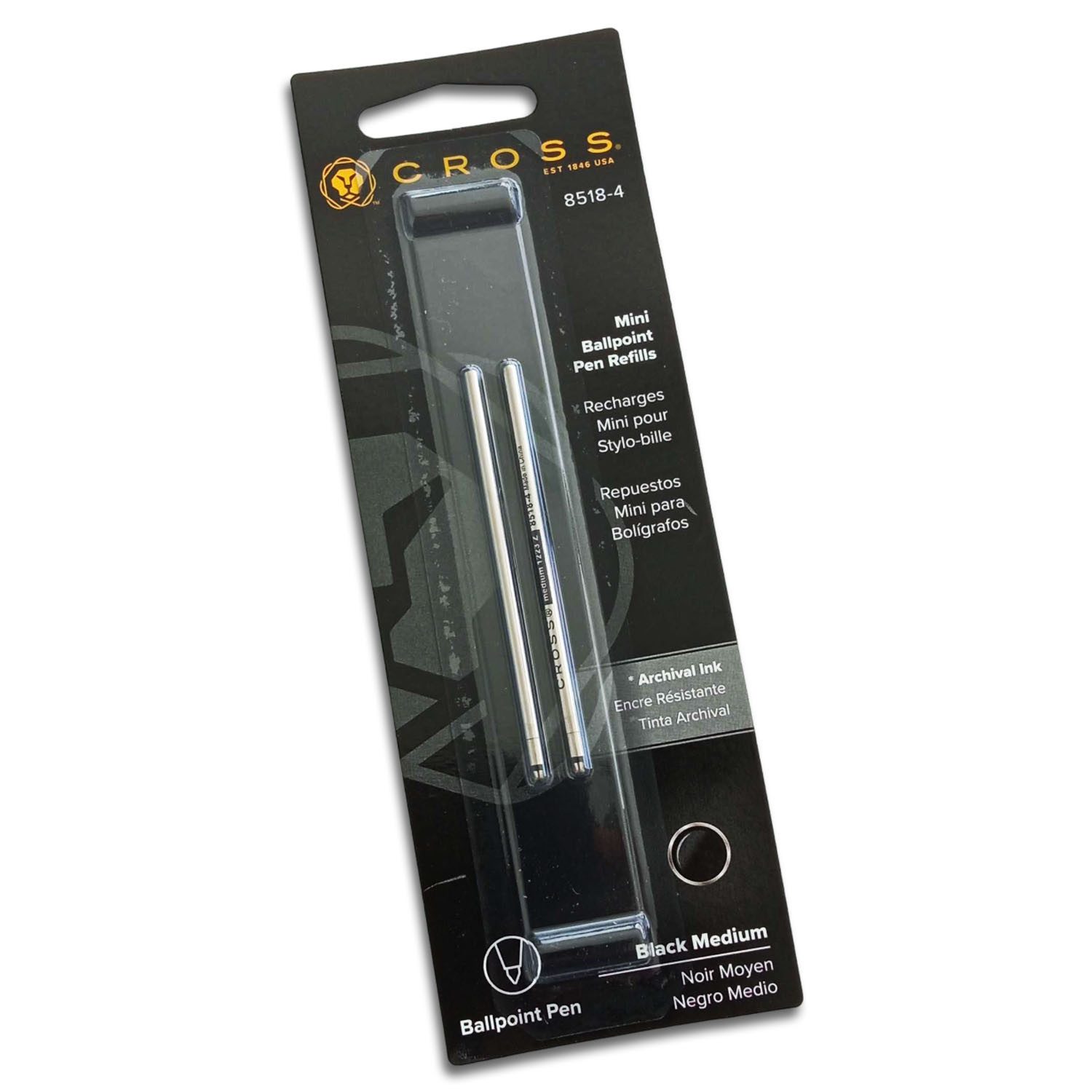 CROSS-USA Kugelschreibermine CROSS Kugelschreiberminen Pocket-Pen schwarz, mittel, 2 Stück im Blist