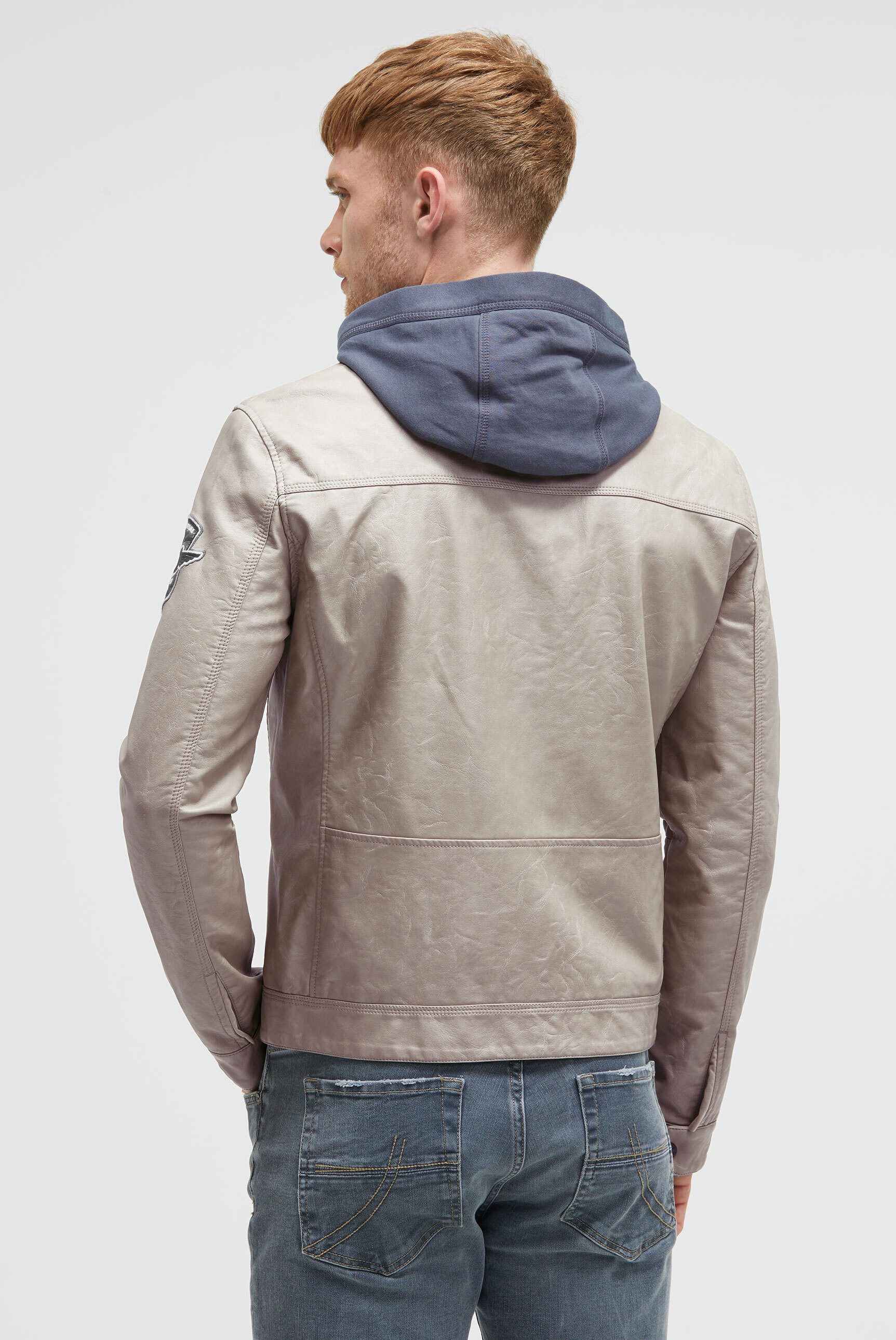 CAMP DAVID Lederimitatjacke mit abtrennbarer Kapuze