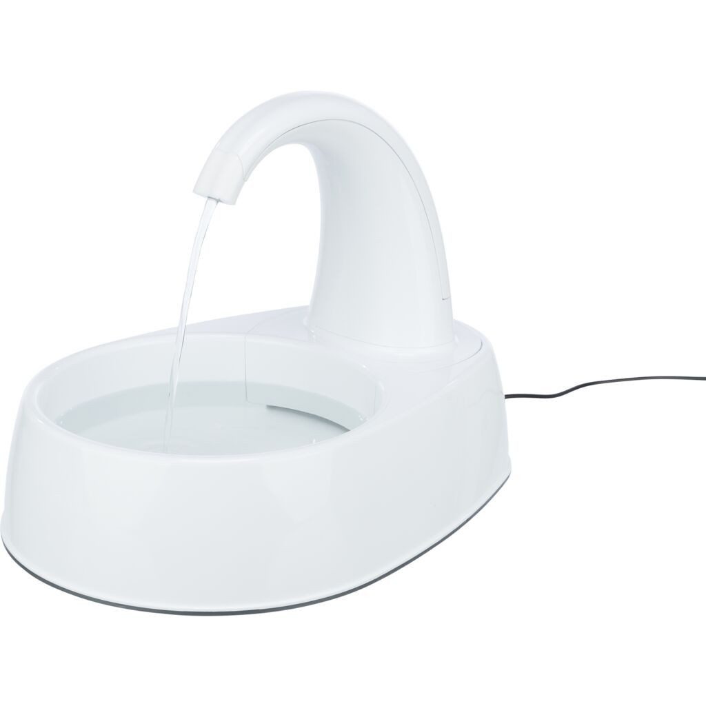 TRIXIE Trinkbrunnen Trinkbrunnen Curved Stream - weiß - 2,5 l/25 × 24,5 × 35 cm