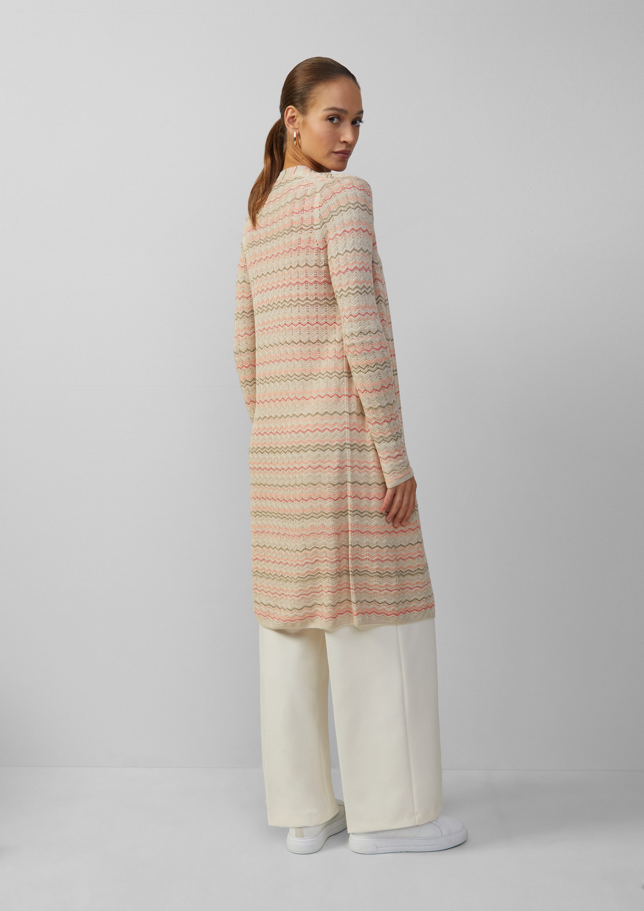 s.Oliver Cardigan Strickjacke Longcardigan mit Zick-Zack-Muster und Glitzergarn