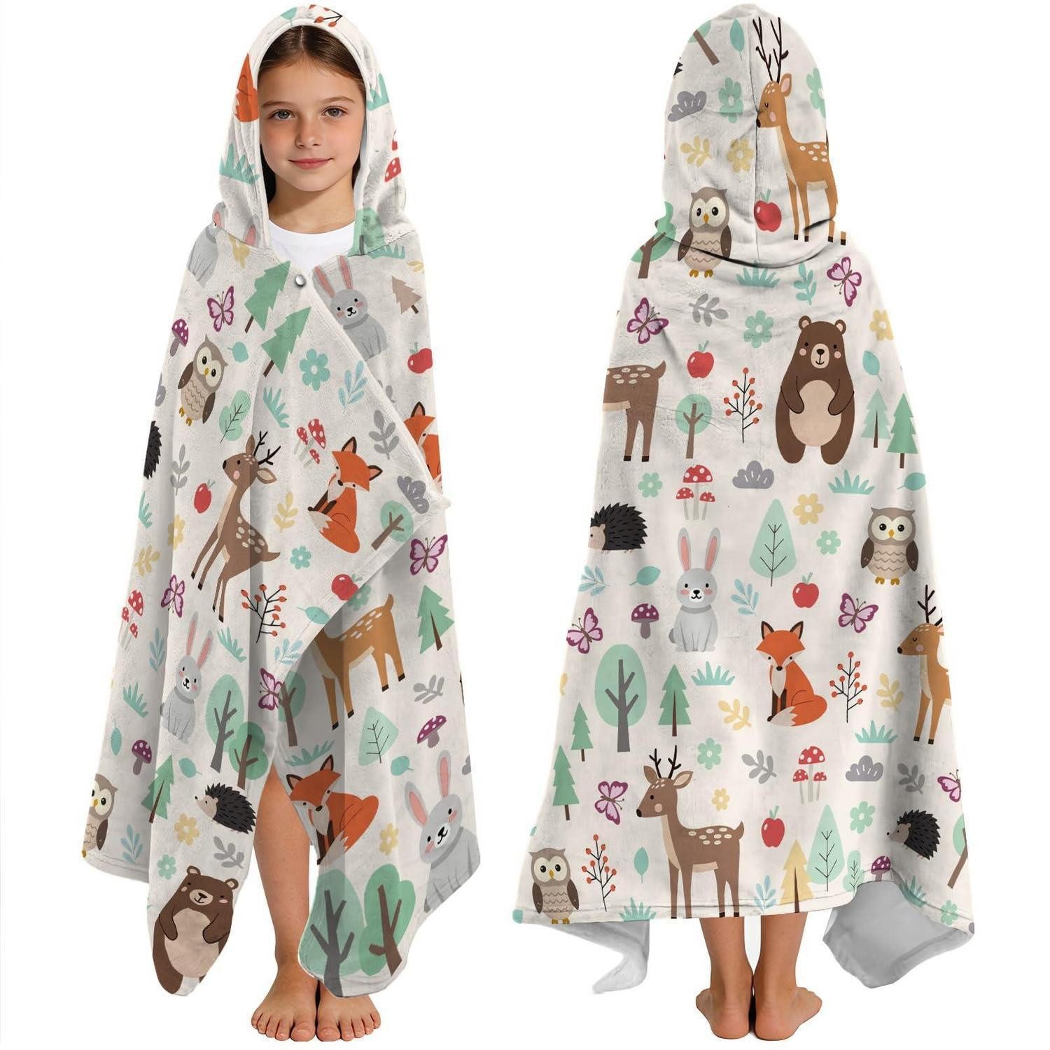 LuxusKollektion Kapuzenhandtuch Kinder Kapuzenhandtuch Waldtier 130x100cm, (1-St)
