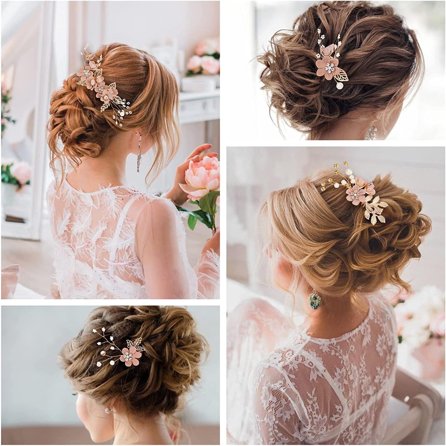 MOPUEA Haarspange 4 Stück Hochzeit Haarschmuck, Brautschmuck Haarkamm, 4-tlg.