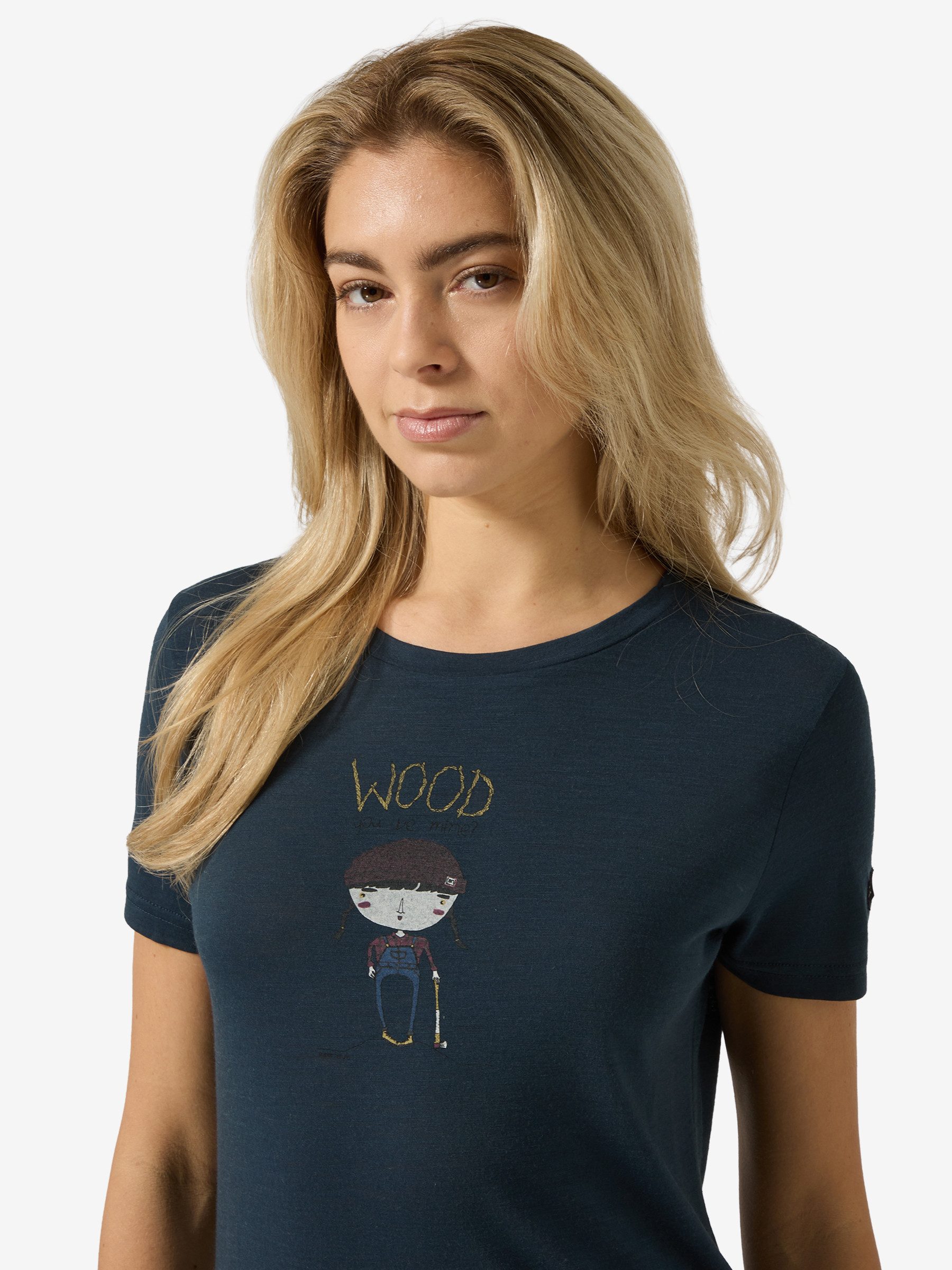 SUPER.NATURAL T-Shirt für Damen,Merino W WOOD CRAFTINE TEE mit Aufdruck, autmungsaktiv
