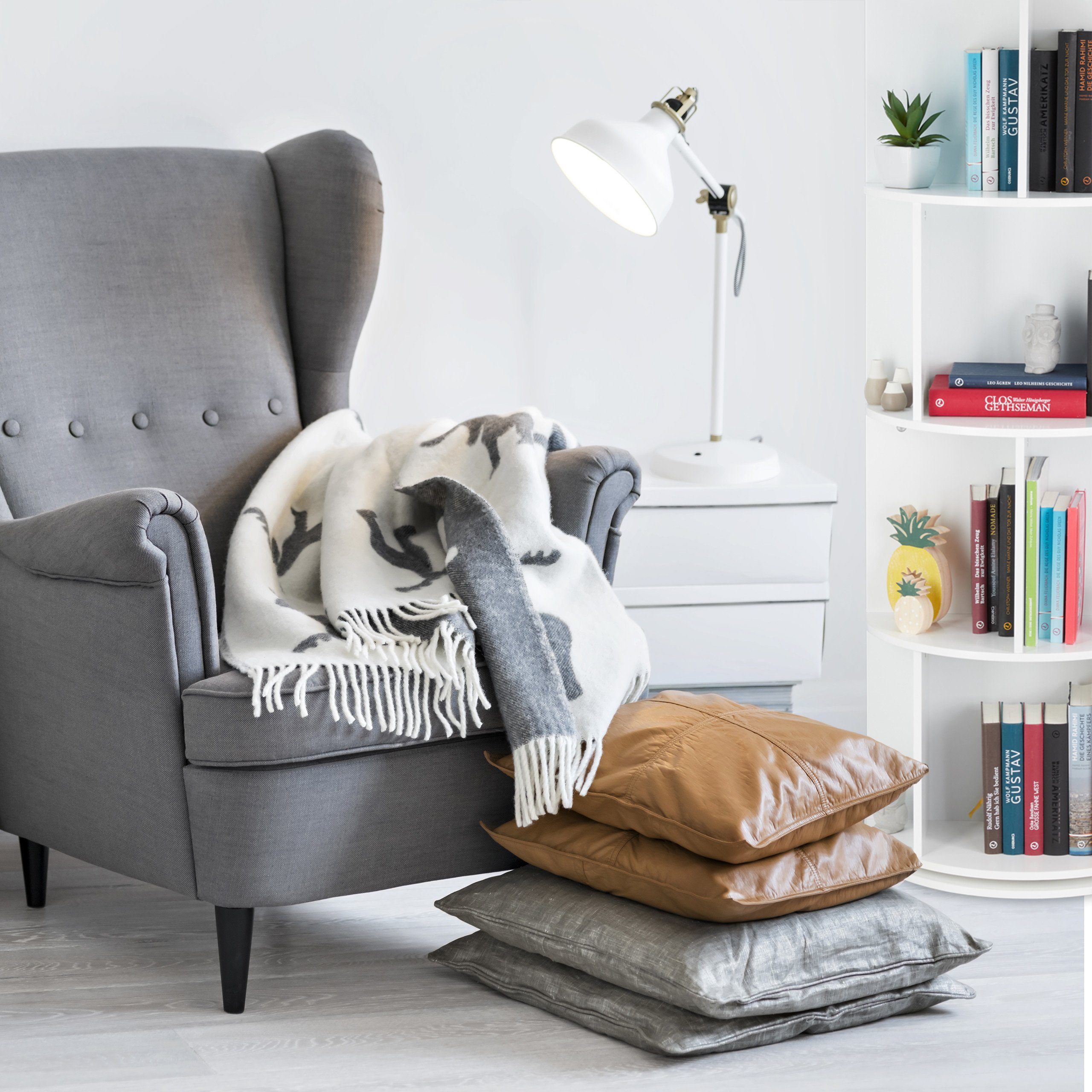 relaxdays Bücherregal Drehbares Bücherregal mit 12 Fächern