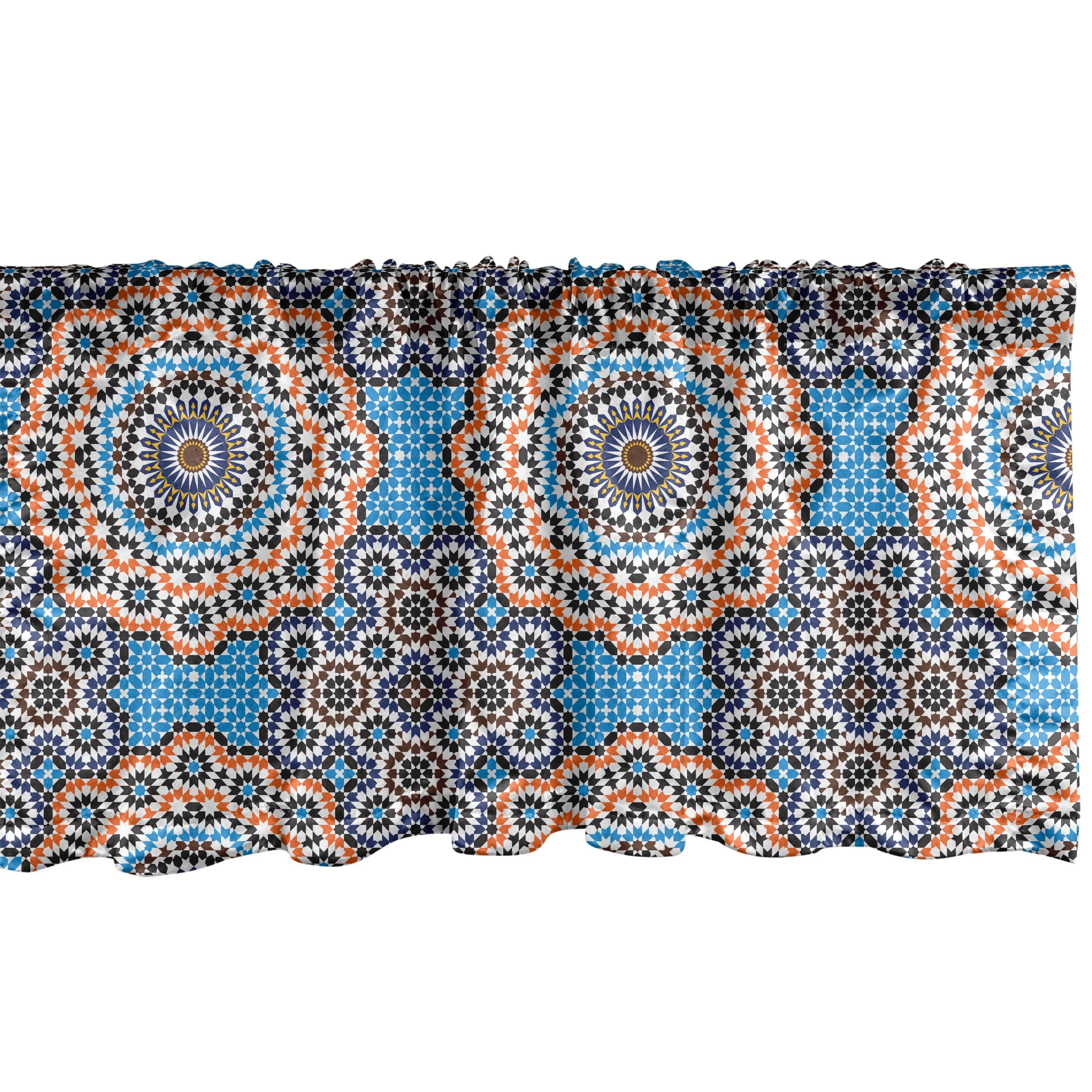 Stangentasche, Marokkanische Schlafzimmer Küche Volant für Vorhang Dekor Scheibengardine Abakuhaus, mit Keramik-Fliese Microfaser, Marokkanisch