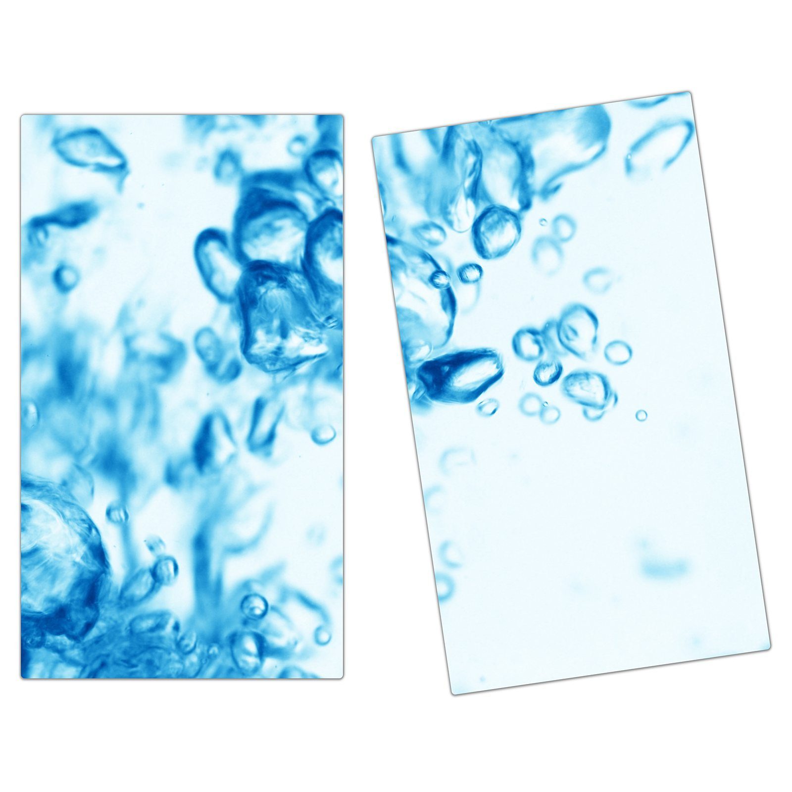 Primedeco Herd-Abdeckplatte Herdabdeckplatte Spritzschutz aus Glas Blaue Wasser Blasen, Glas, (2 tlg) | Herdabdeckplatten