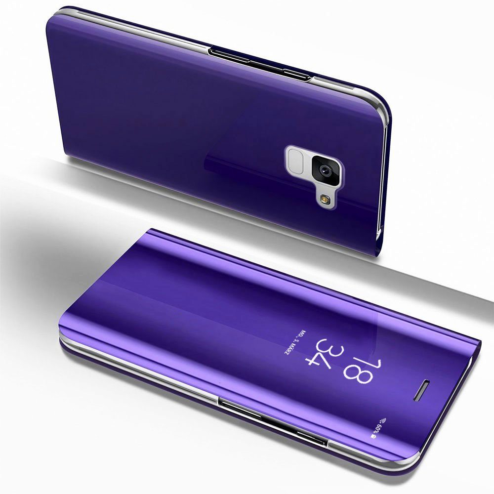 FITSU Handyhülle Spiegel Hülle für Samsung Galaxy A6 Handytasche, Schlanke Klapphülle, elegantes Flipcase, Handyhülle mit Standfunktion