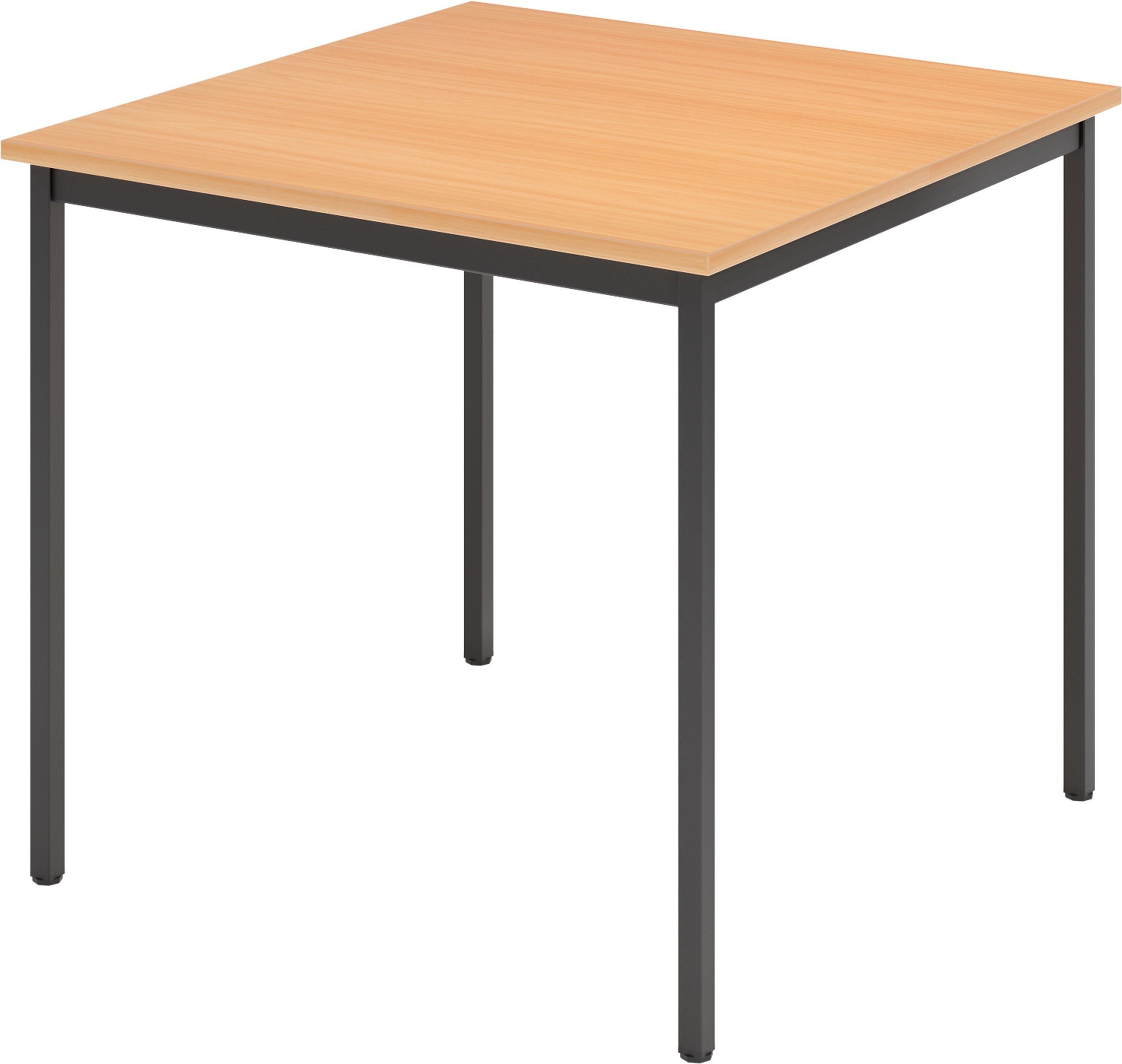 Serie-V, Buche/Schwarz Optik: Konferenztisch bümö cm 80x80 Kantinentisch - Quadrat: